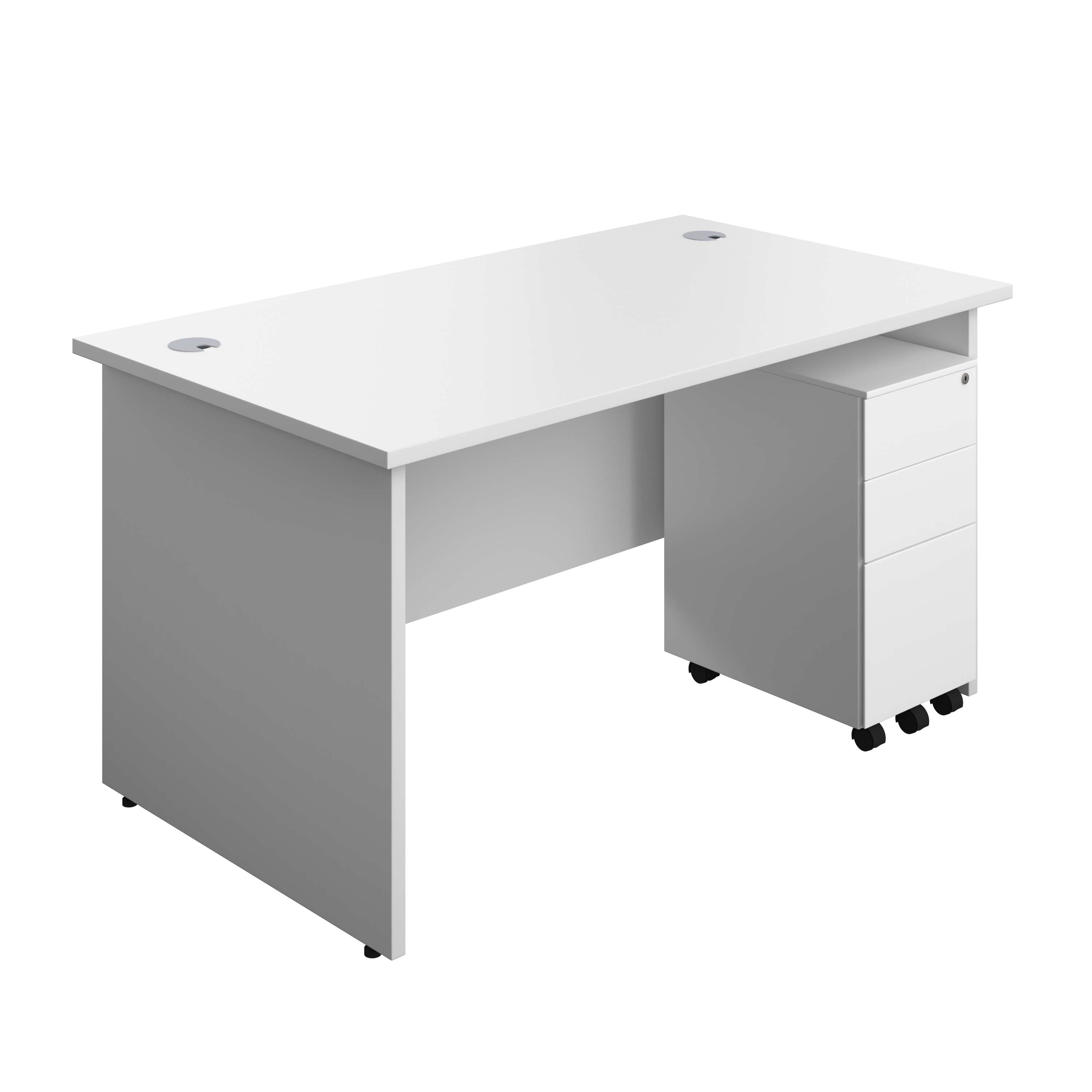 Panel Rectangular Desk + 3 Drawer Slimline Steel Pedestal Bundle (FSC) 800