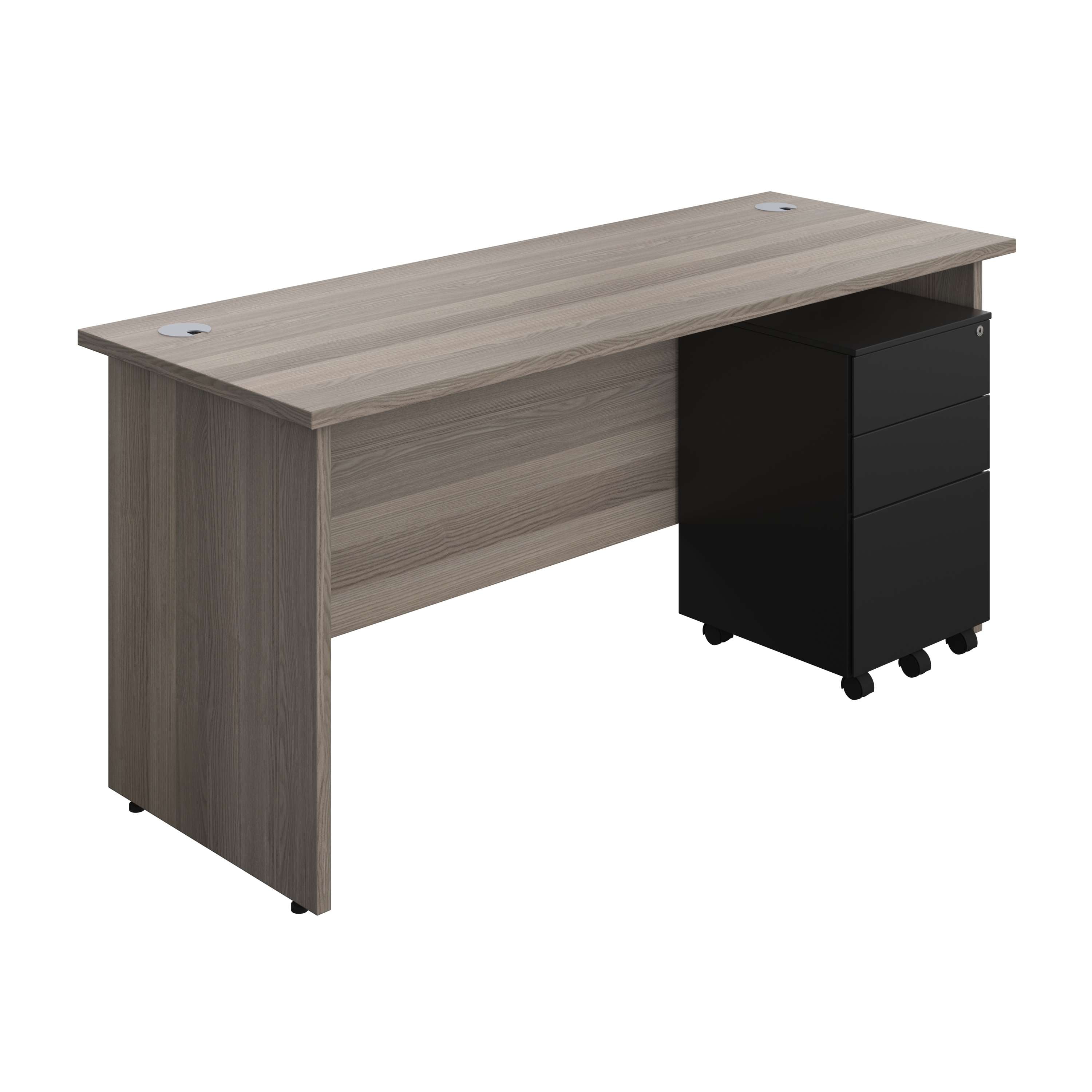 Panel Rectangular Desk + 3 Drawer Steel Pedestal Bundle (FSC) 800 1200