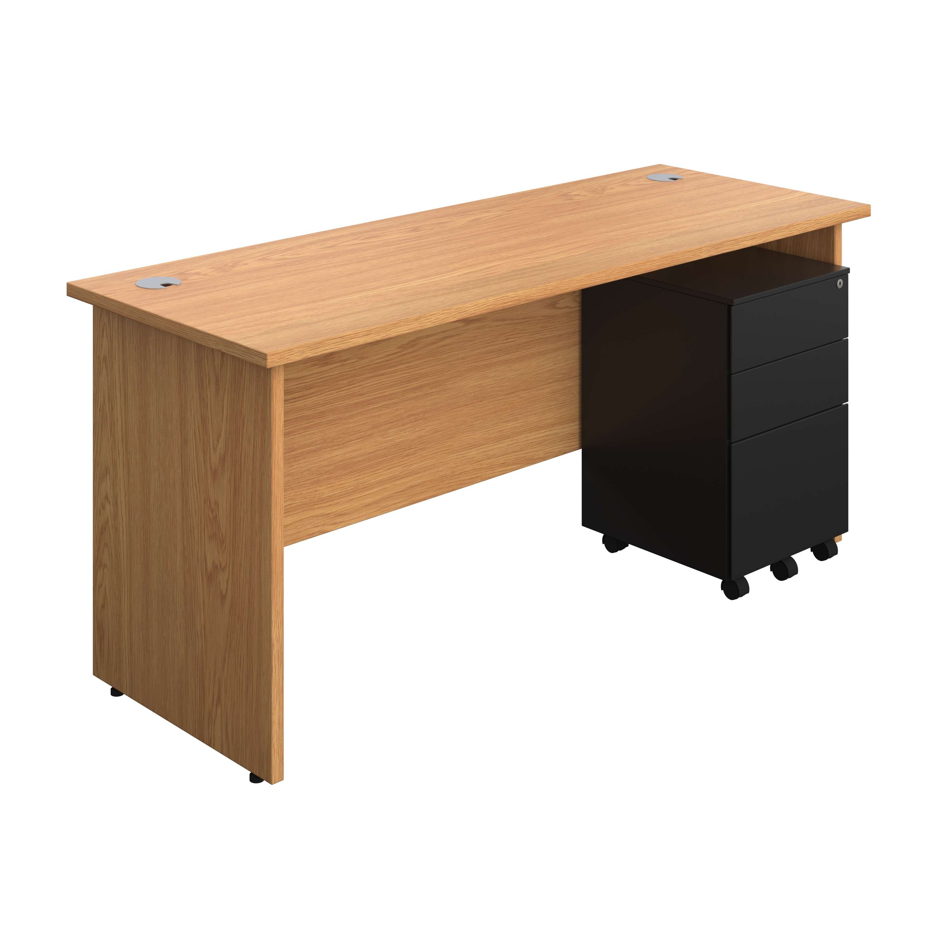 Panel Rectangular Desk + 3 Drawer Steel Pedestal Bundle (FSC) 800 1200