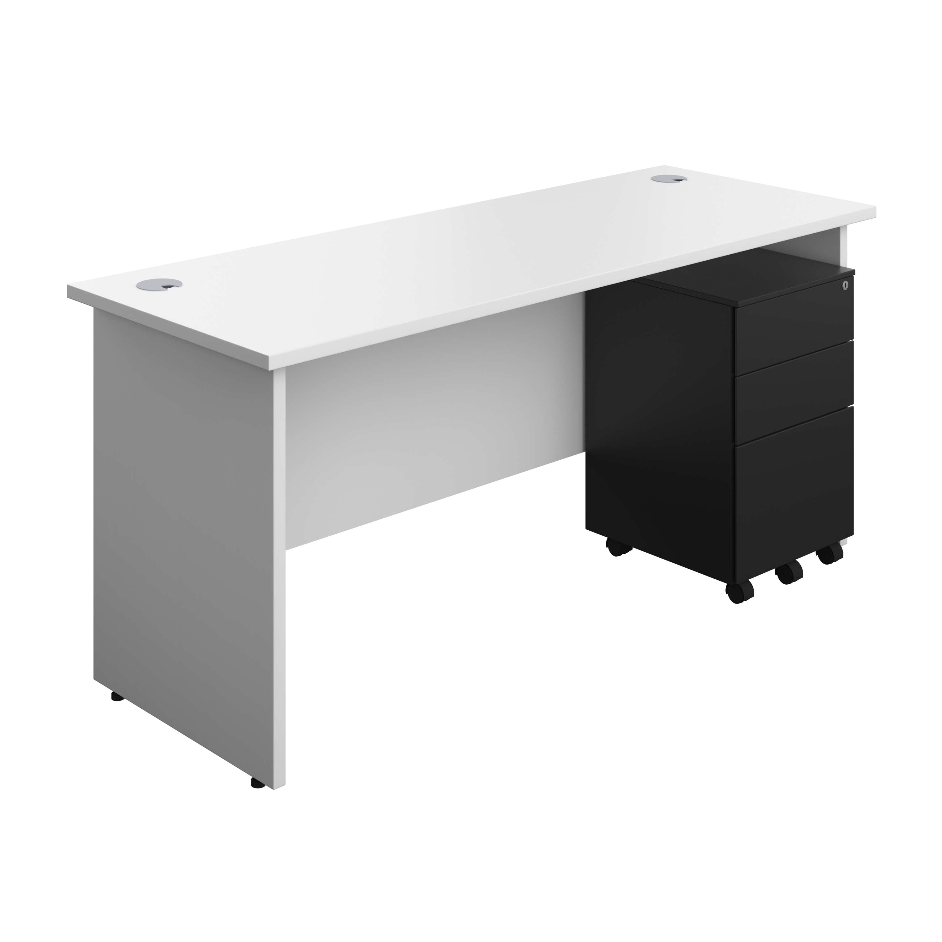 Panel Rectangular Desk + 3 Drawer Steel Pedestal Bundle (FSC) 800 1200