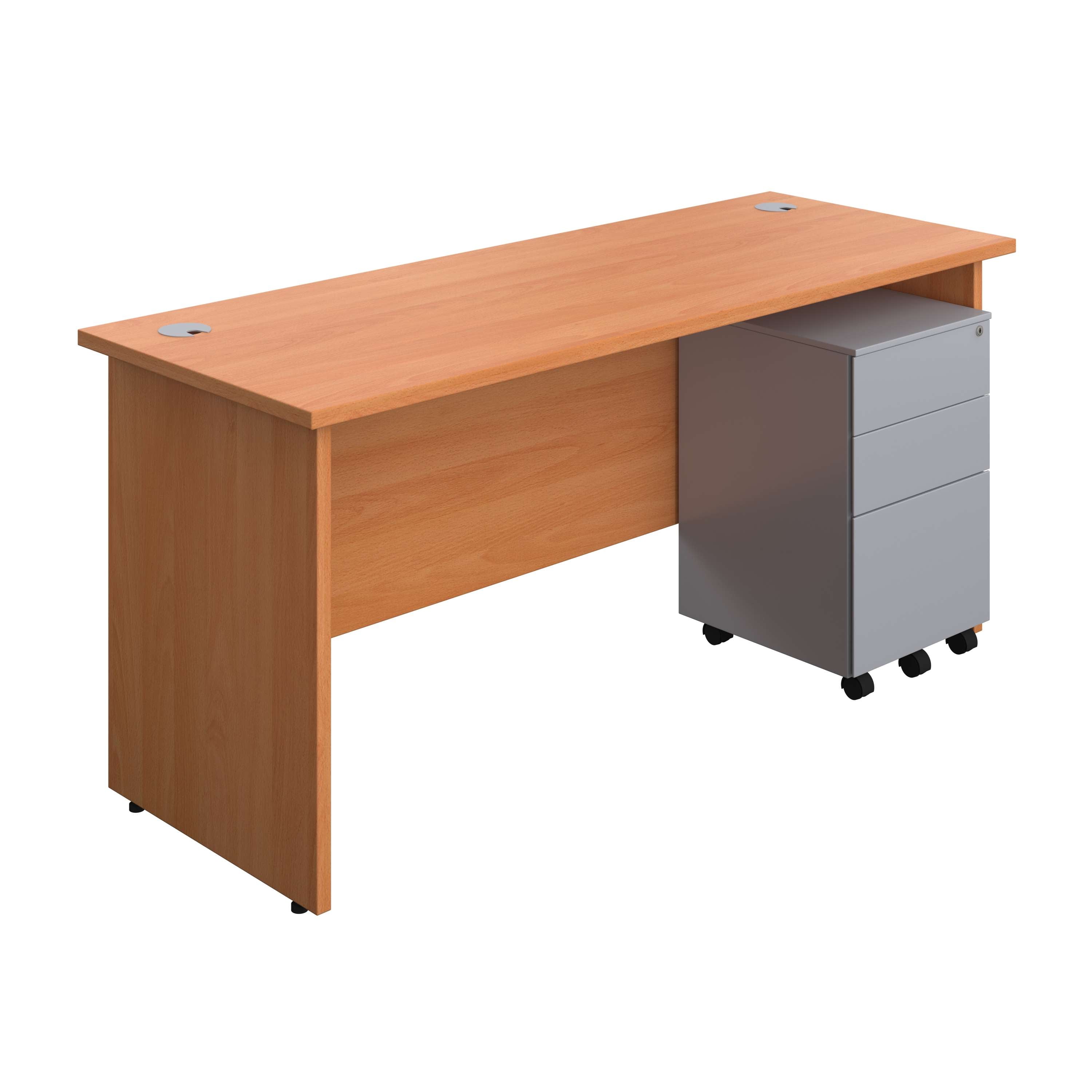 Panel Rectangular Desk + 3 Drawer Steel Pedestal Bundle (FSC) 800 1200