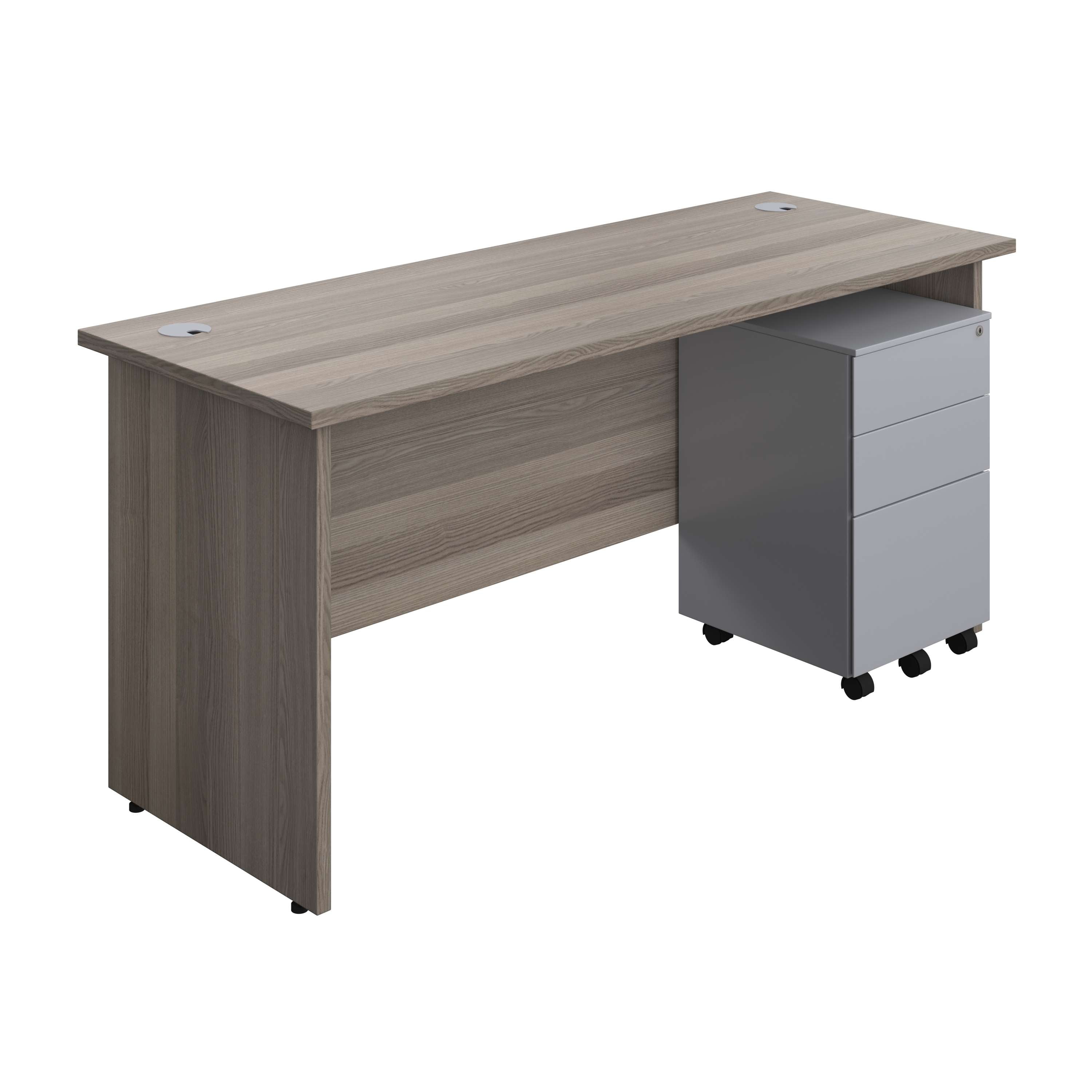 Panel Rectangular Desk + 3 Drawer Steel Pedestal Bundle (FSC) 800 1200