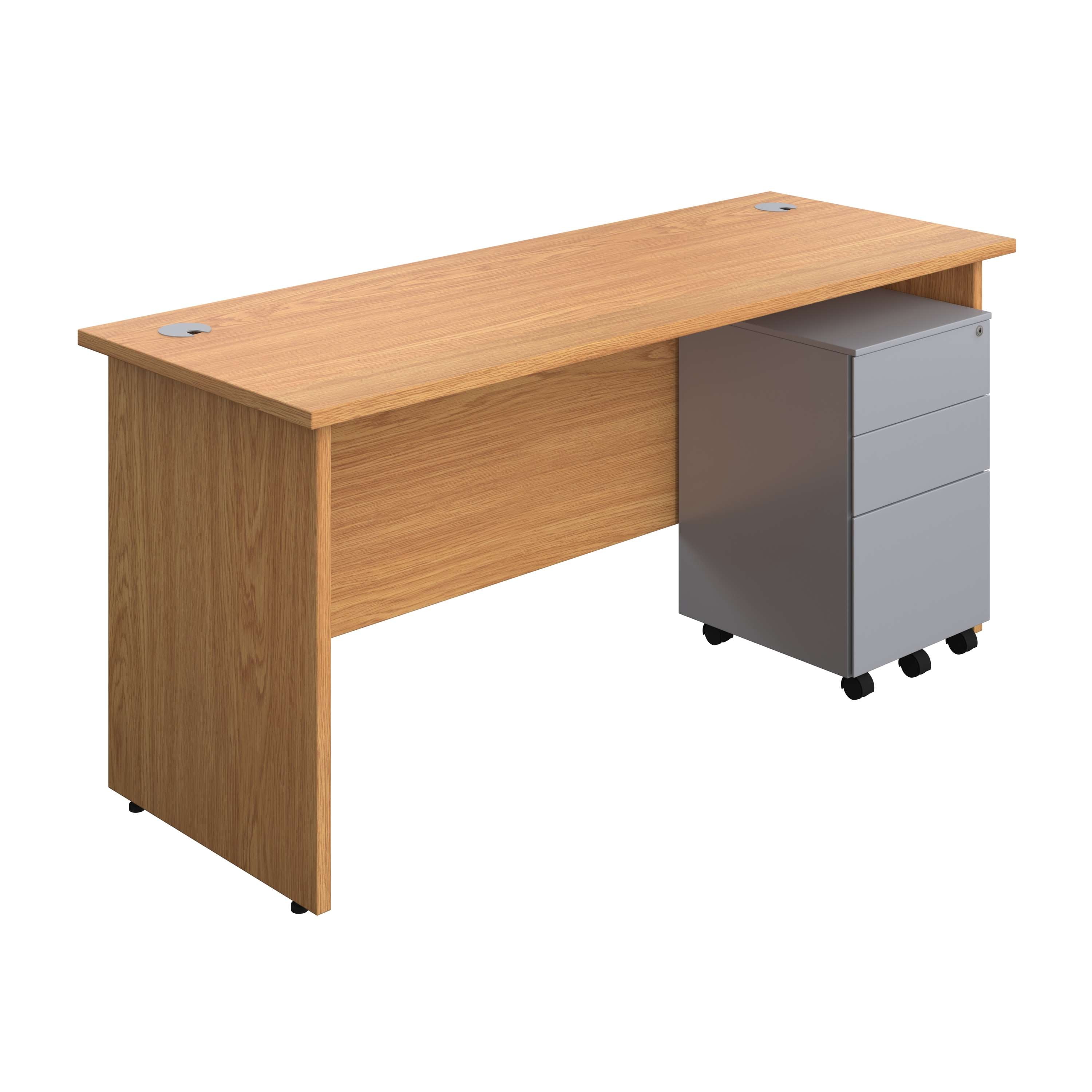 Panel Rectangular Desk + 3 Drawer Steel Pedestal Bundle (FSC) 800 1200