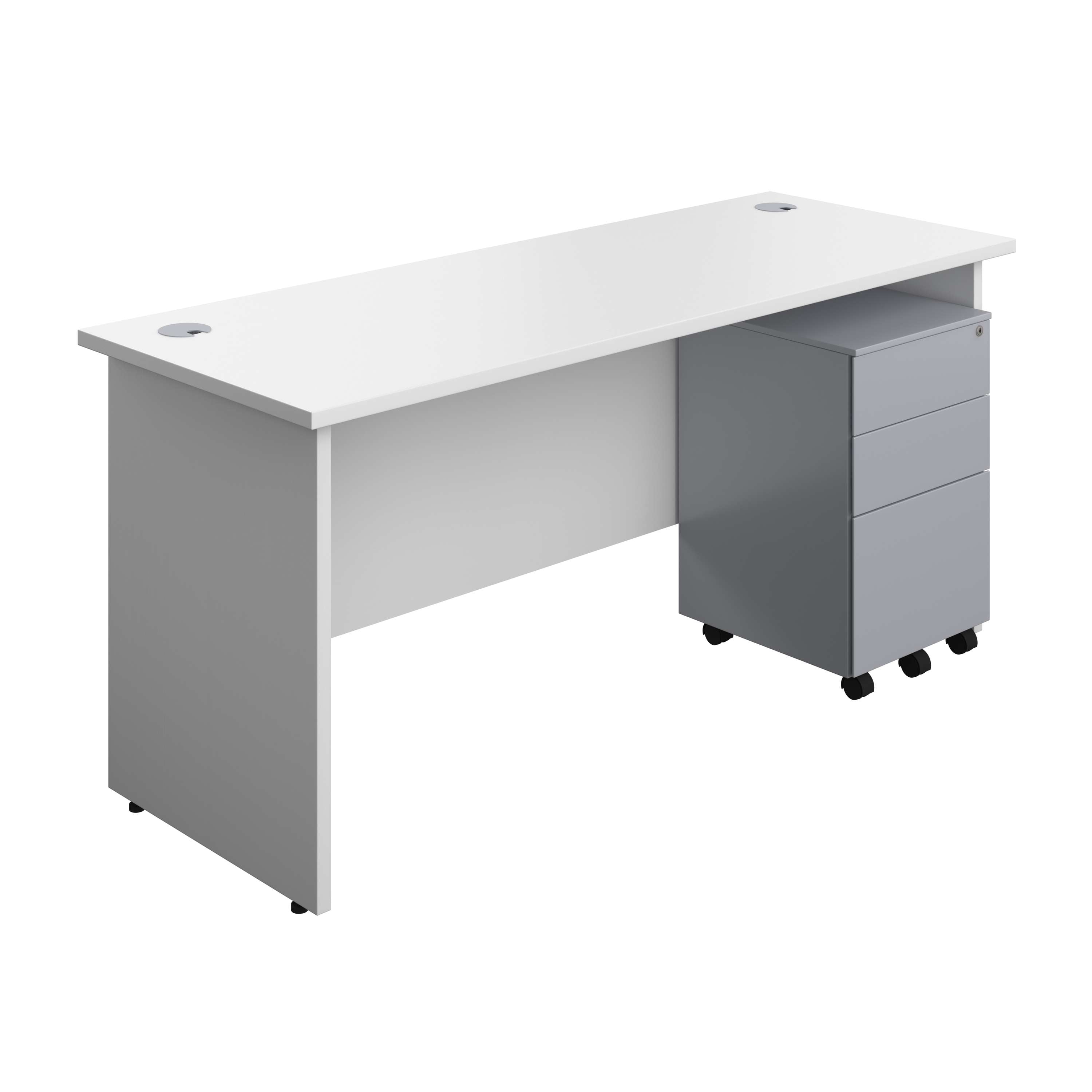 Panel Rectangular Desk + 3 Drawer Steel Pedestal Bundle (FSC) 800 1200