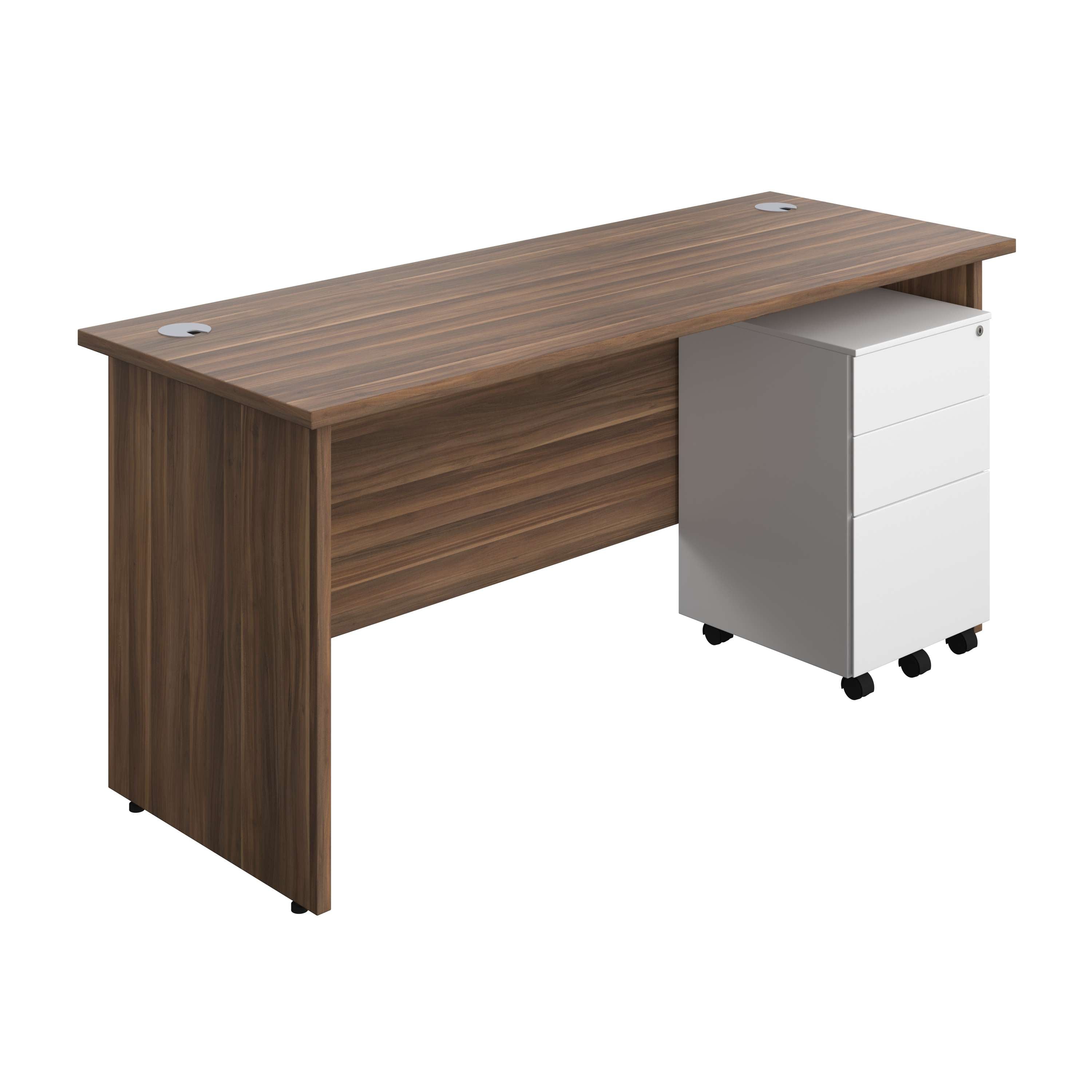 Panel Rectangular Desk + 3 Drawer Steel Pedestal Bundle (FSC) 800 1200