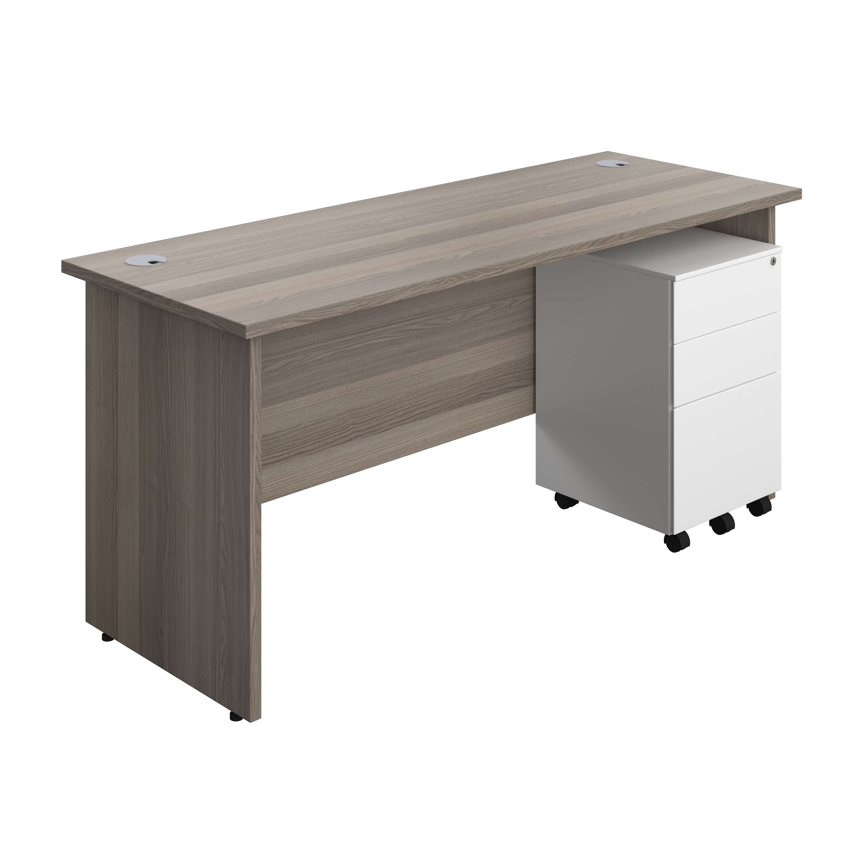Panel Rectangular Desk + 3 Drawer Steel Pedestal Bundle (FSC) 800 1200
