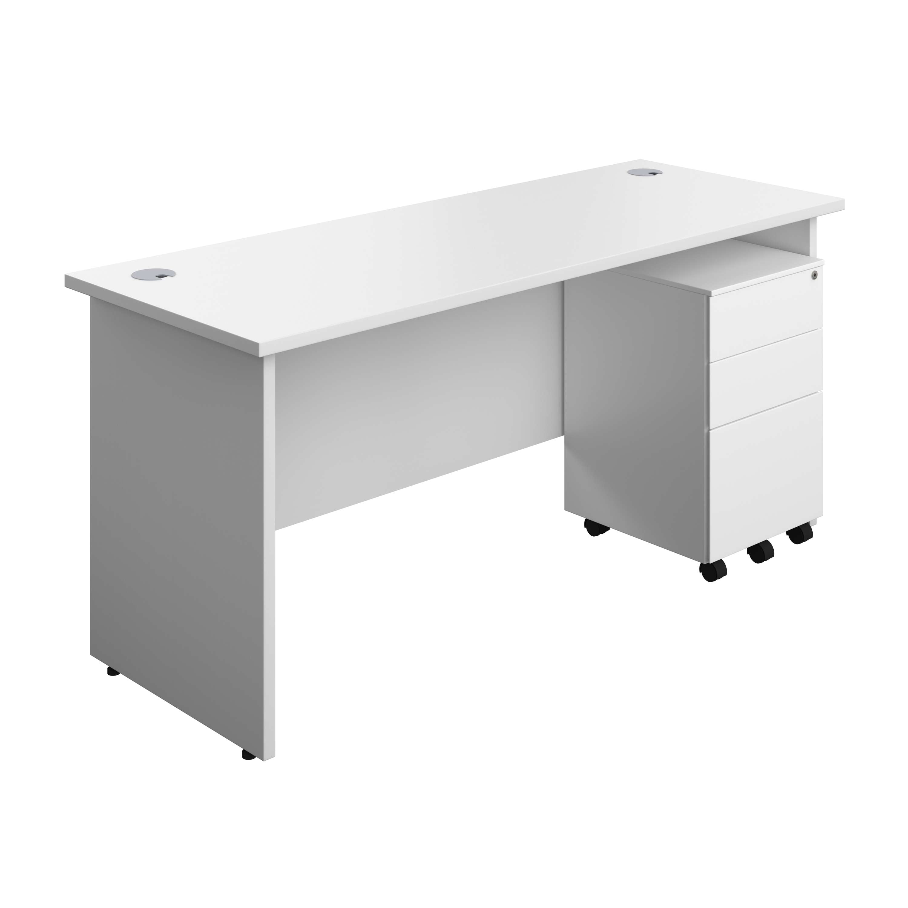 Panel Rectangular Desk + 3 Drawer Steel Pedestal Bundle (FSC) 800 1200