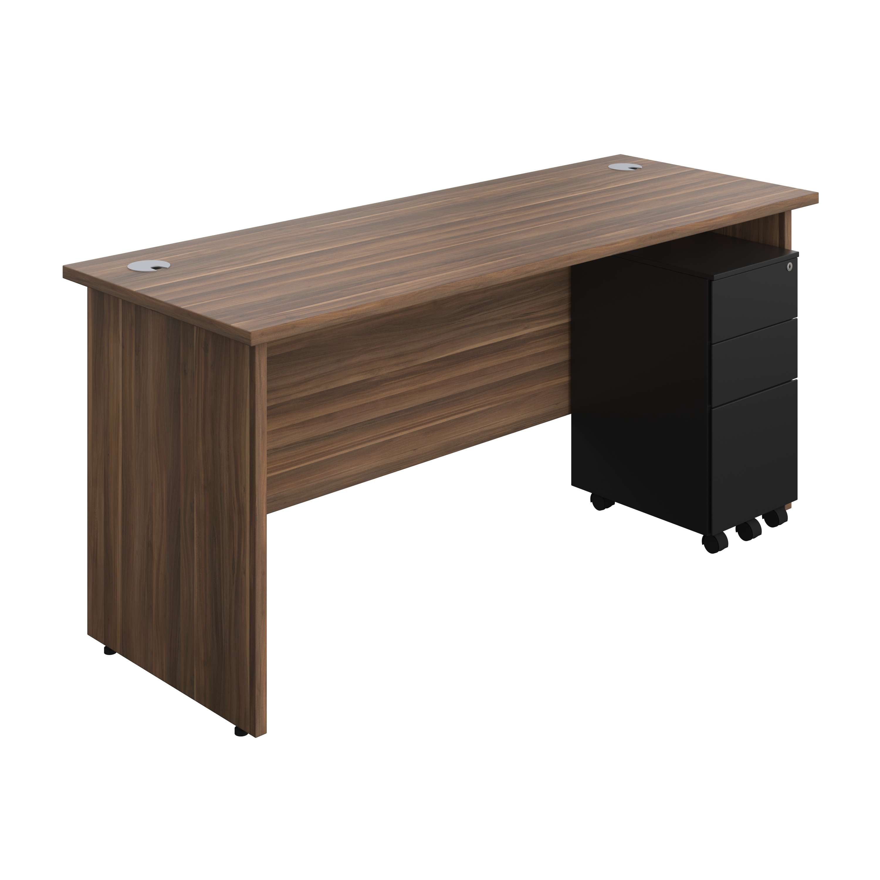 Panel Rectangular Desk + 3 Drawer Slimline Steel Pedestal Bundle (FSC) 800