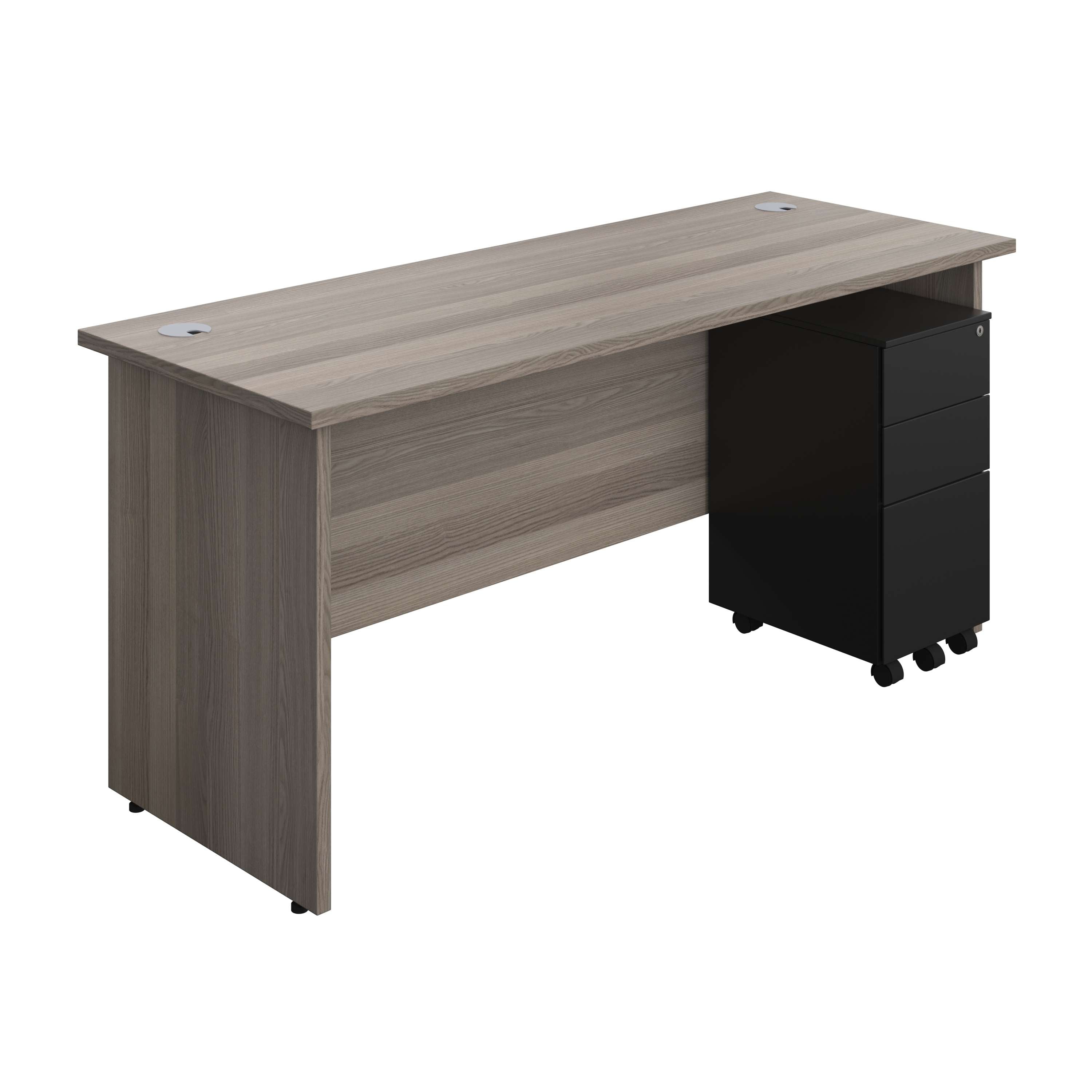 Panel Rectangular Desk + 3 Drawer Slimline Steel Pedestal Bundle (FSC) 800