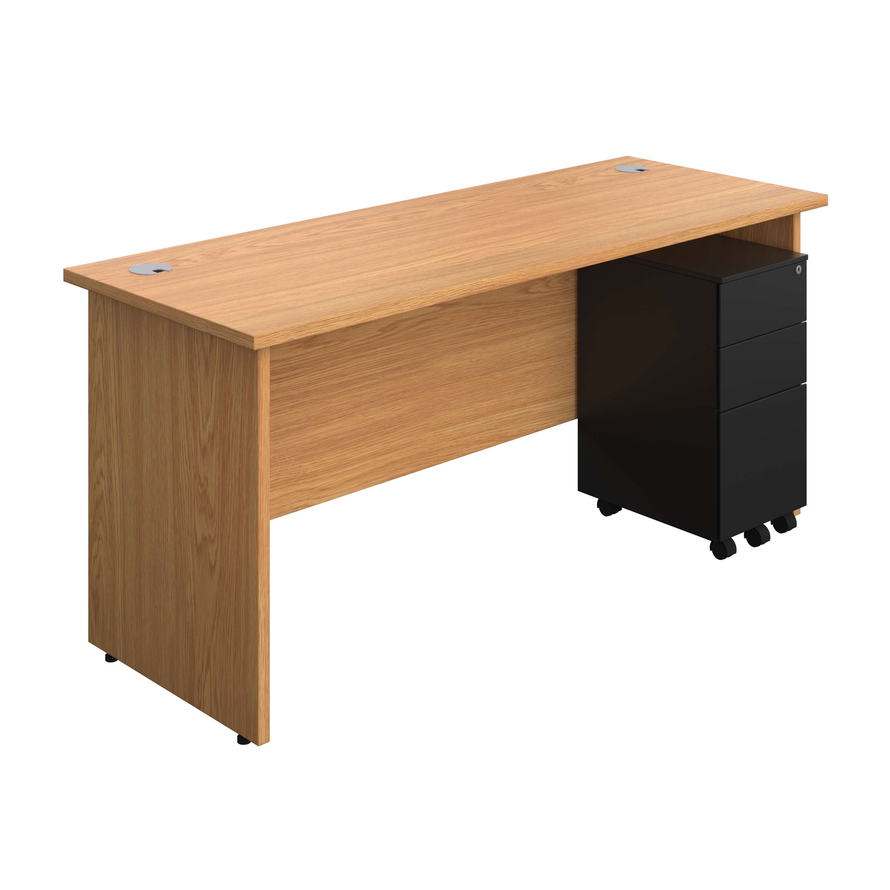 Panel Rectangular Desk + 3 Drawer Slimline Steel Pedestal Bundle (FSC) 800