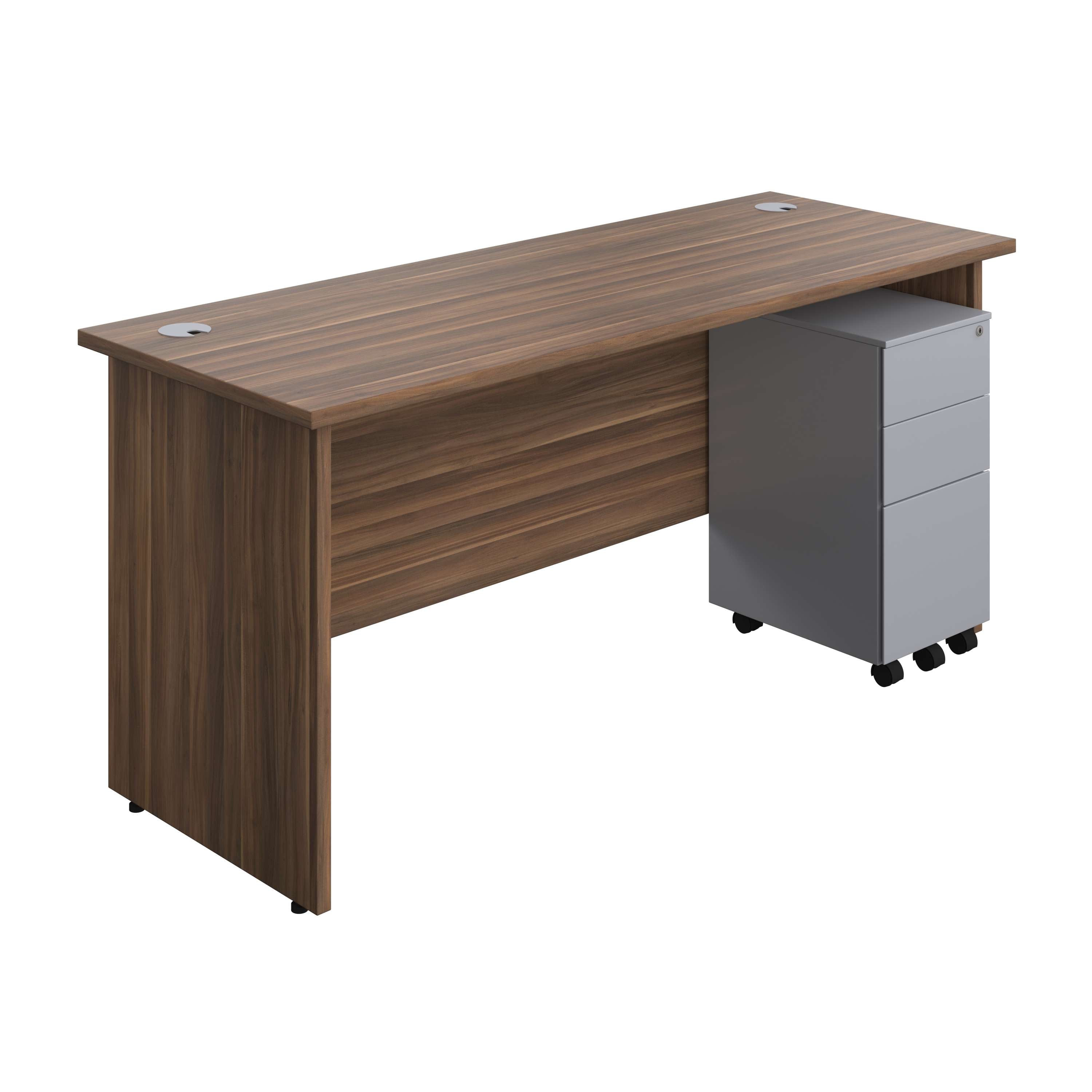 Panel Rectangular Desk + 3 Drawer Slimline Steel Pedestal Bundle (FSC) 800