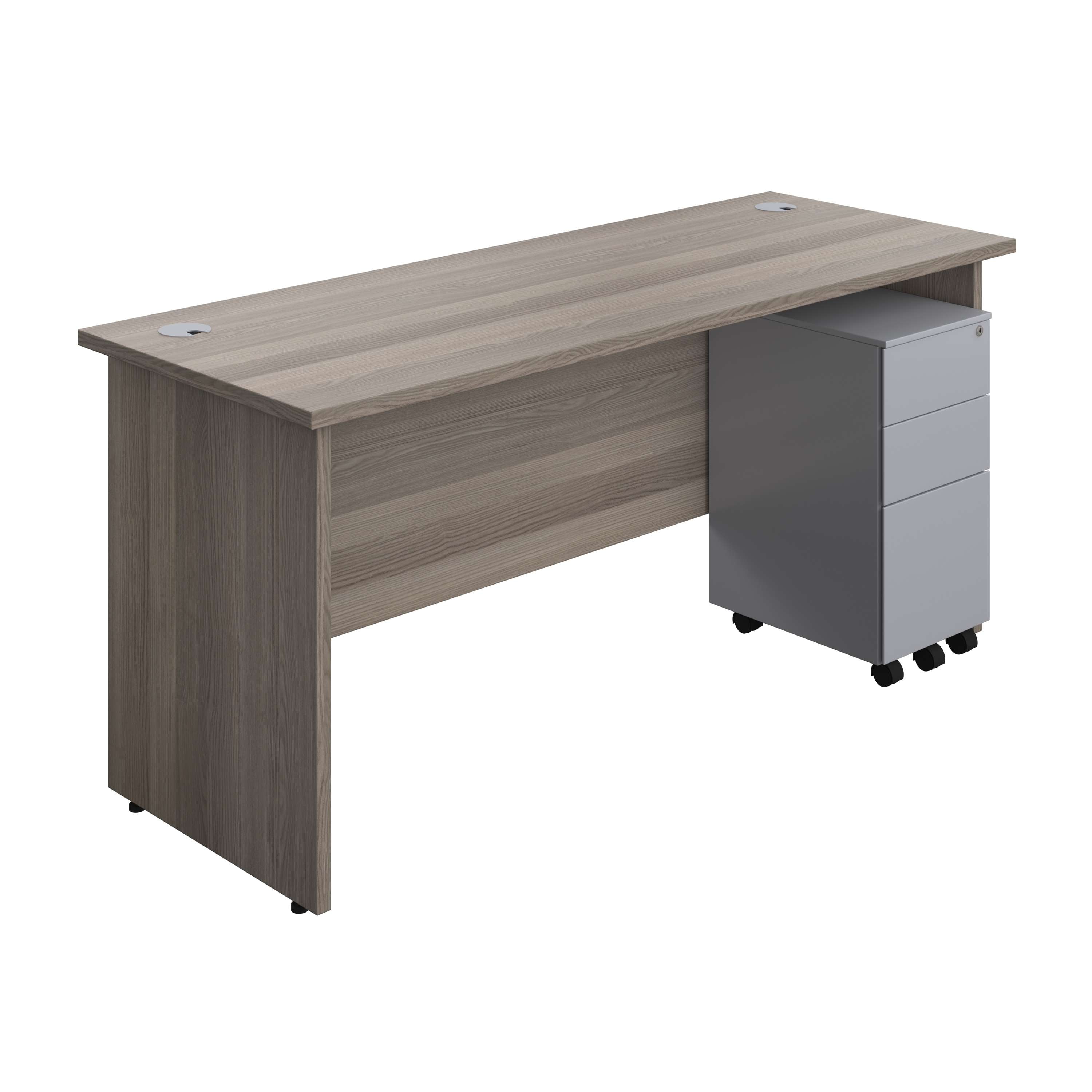 Panel Rectangular Desk + 3 Drawer Slimline Steel Pedestal Bundle (FSC) 800