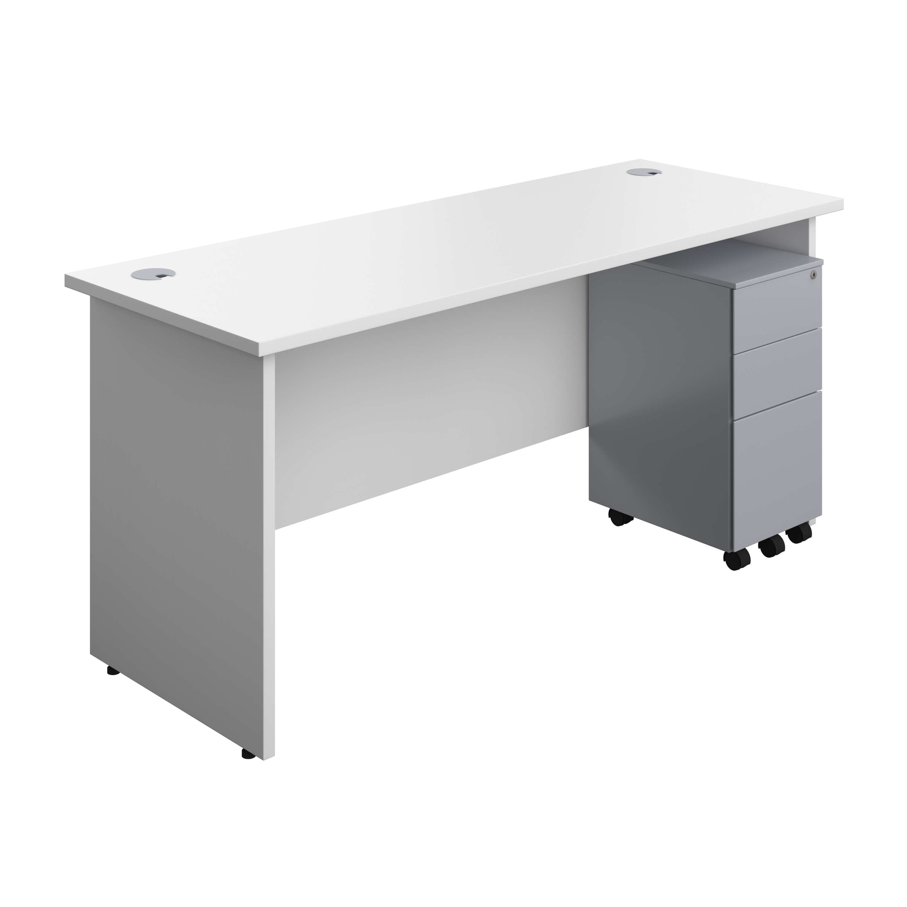 Panel Rectangular Desk + 3 Drawer Slimline Steel Pedestal Bundle (FSC) 800