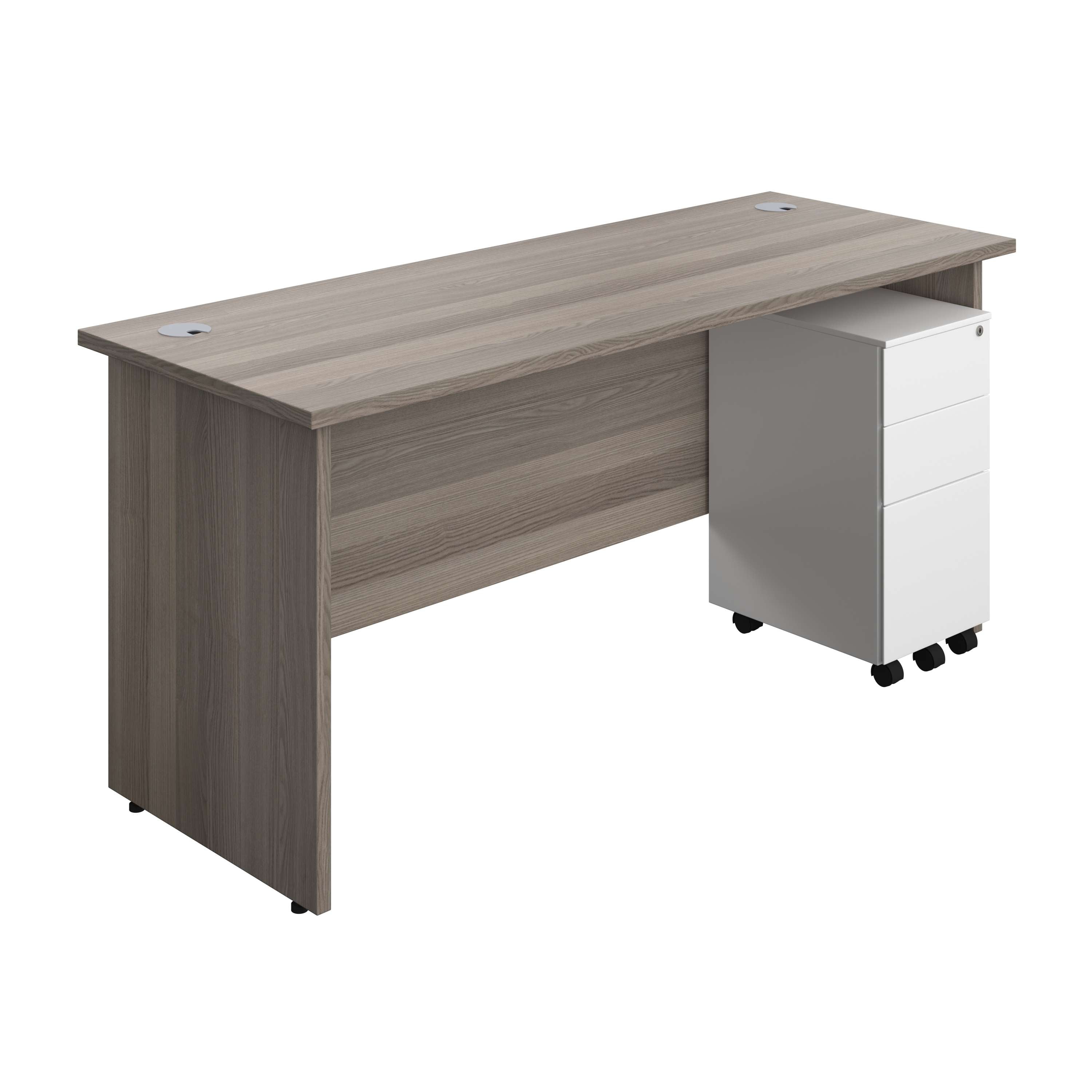 Panel Rectangular Desk + 3 Drawer Slimline Steel Pedestal Bundle (FSC) 800