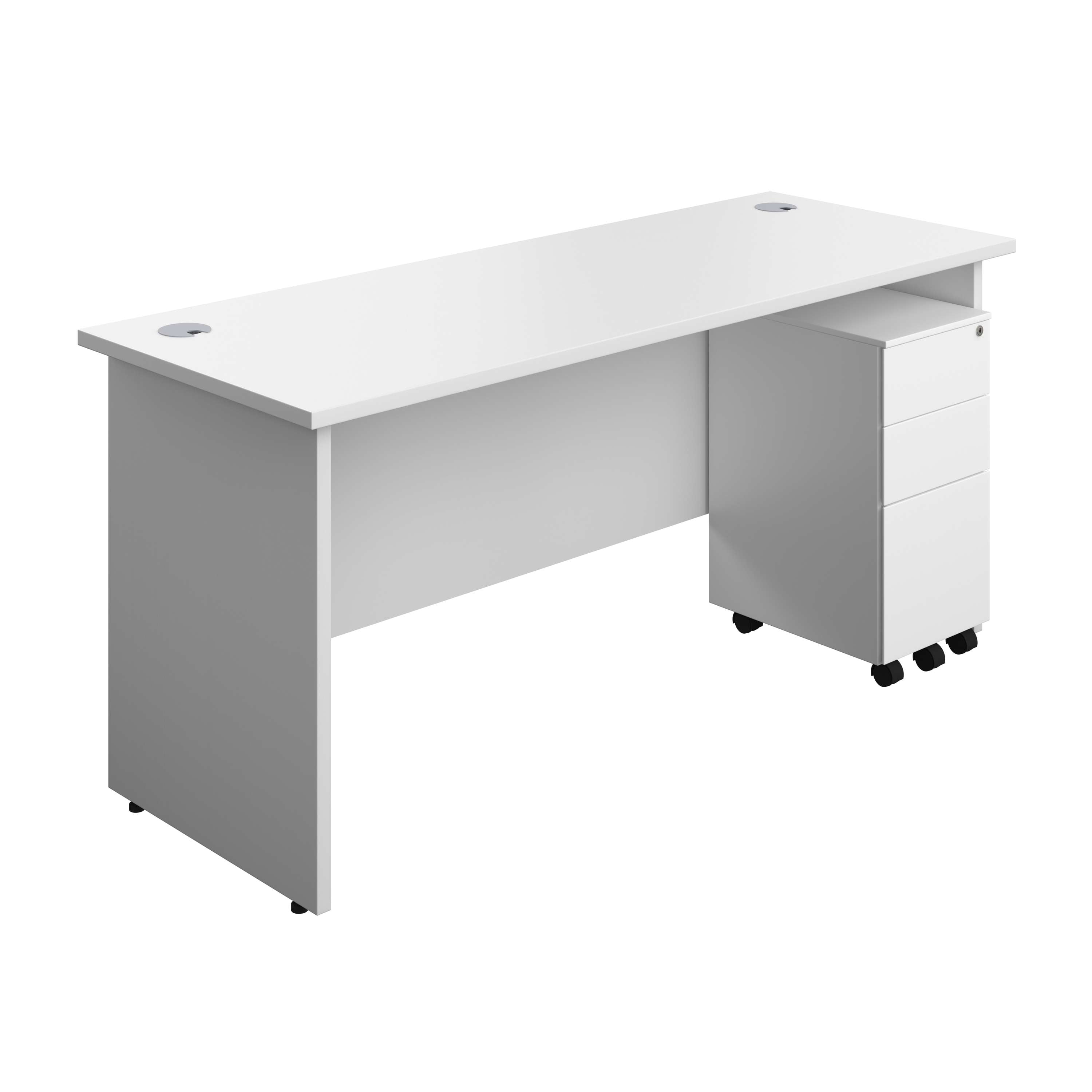 Panel Rectangular Desk + 3 Drawer Slimline Steel Pedestal Bundle (FSC) 800
