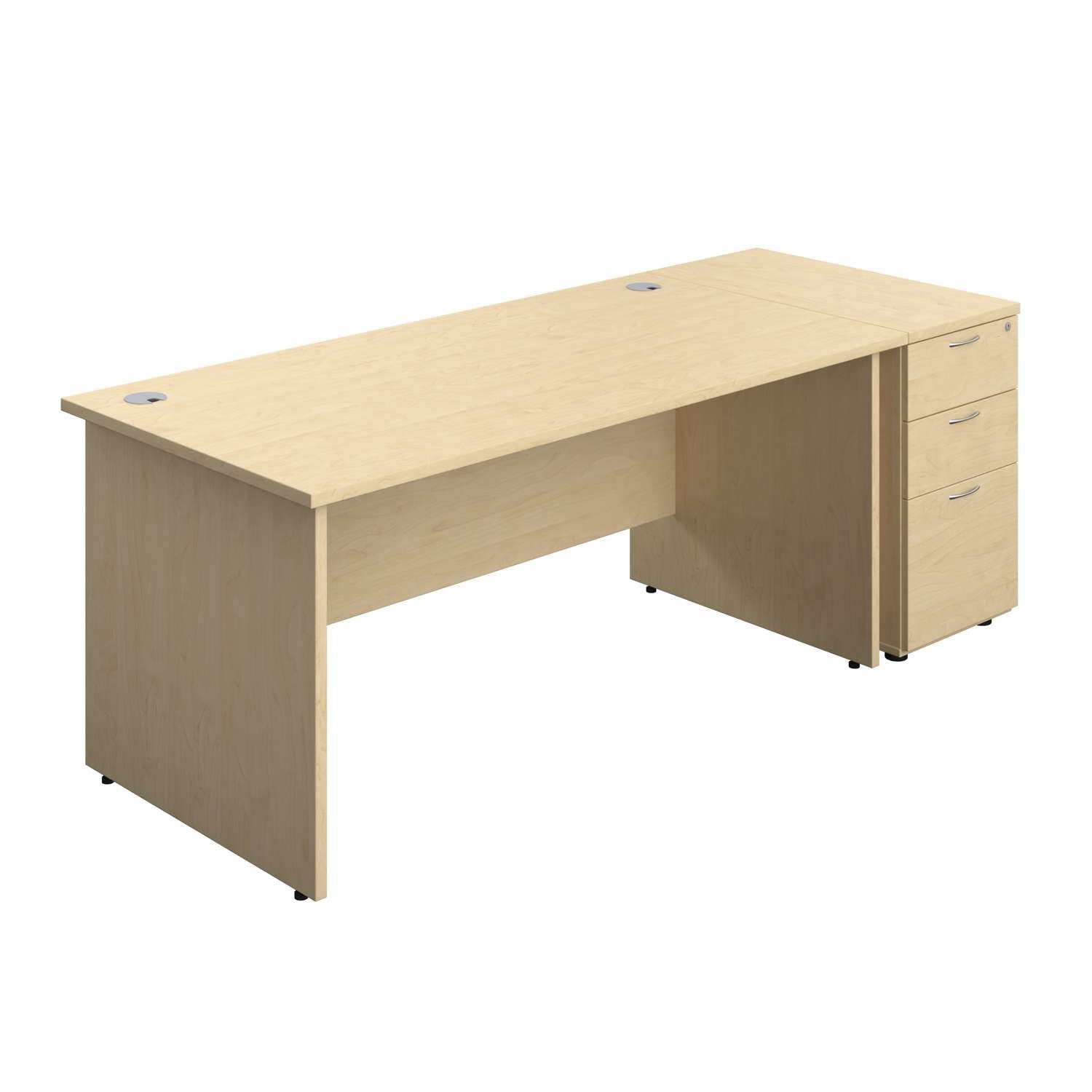 Panel Rectangular Desk + 3 Drawer Desk High Pedestal Bundle (FSC)
