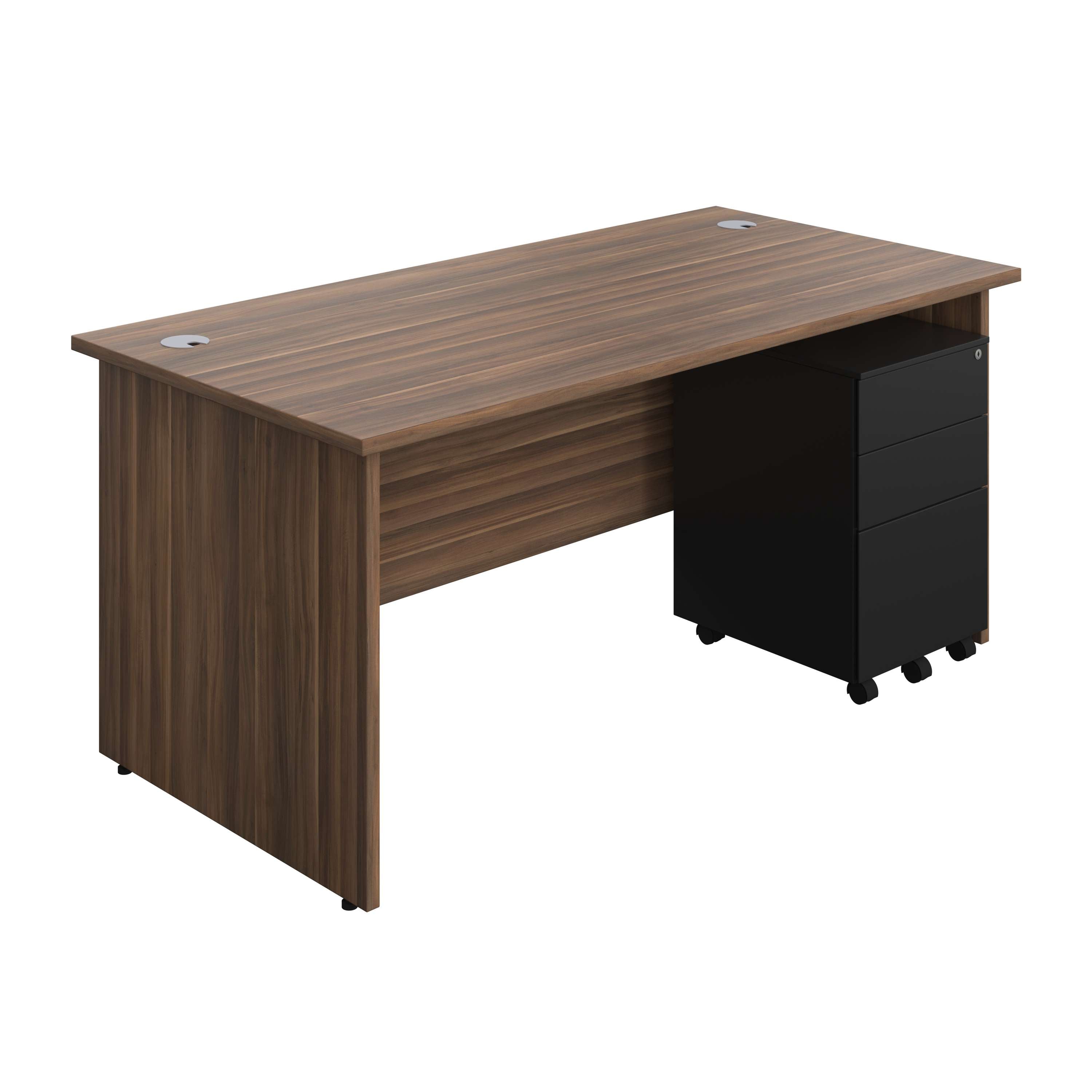 Panel Rectangular Desk + 3 Drawer Steel Pedestal Bundle (FSC) 800 1200