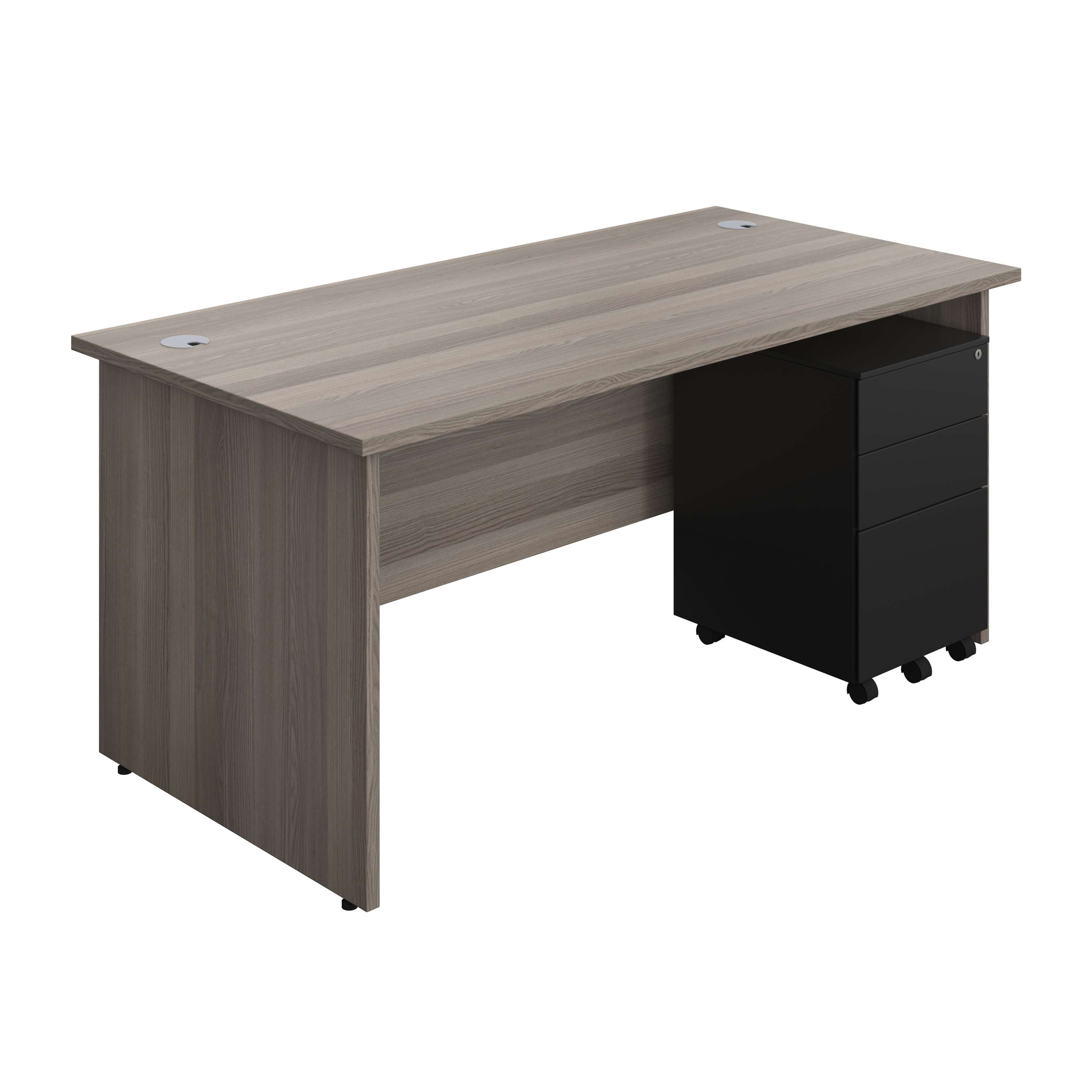 Panel Rectangular Desk + 3 Drawer Steel Pedestal Bundle (FSC) 800 1200