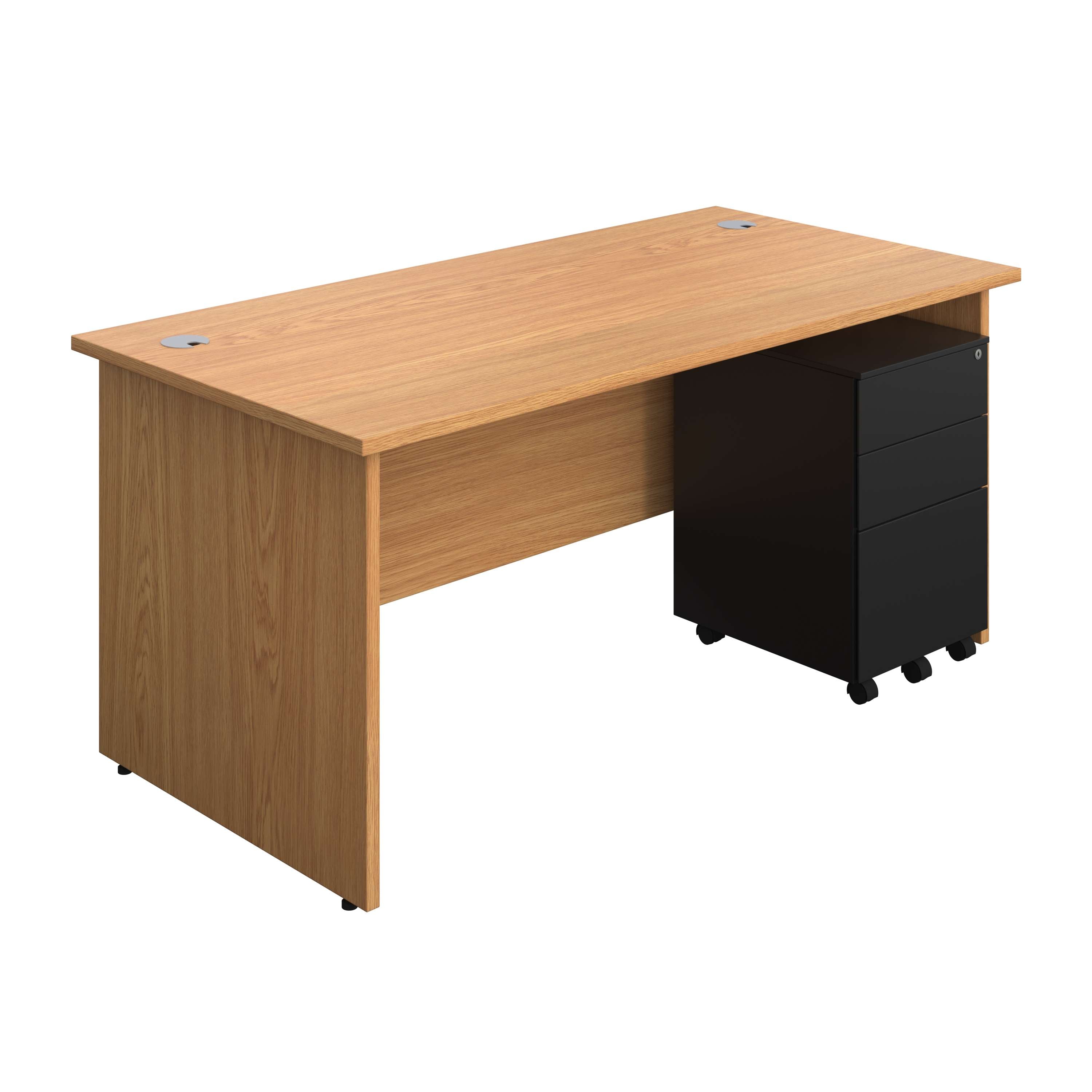 Panel Rectangular Desk + 3 Drawer Steel Pedestal Bundle (FSC) 800 1200