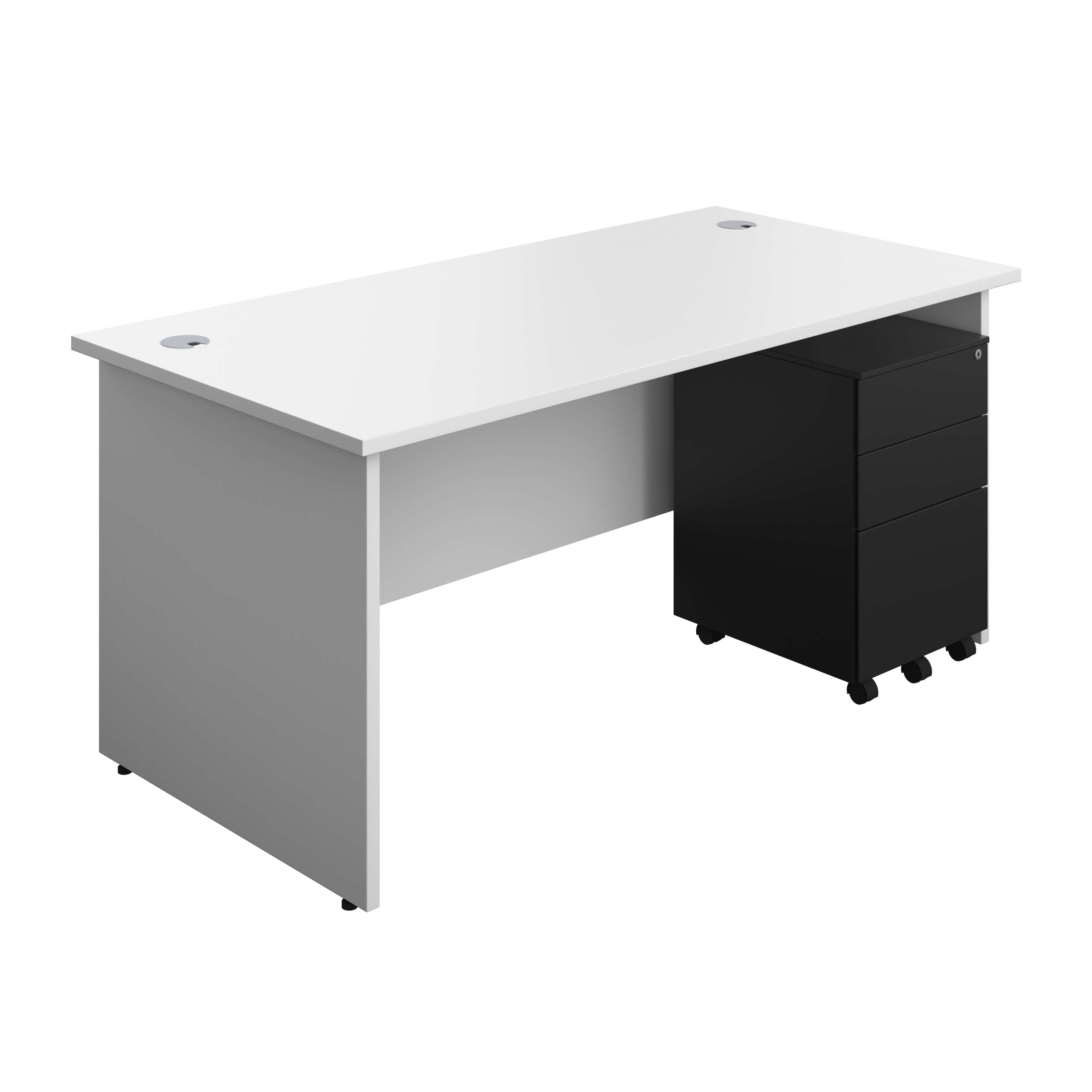 Panel Rectangular Desk + 3 Drawer Steel Pedestal Bundle (FSC) 800 1200