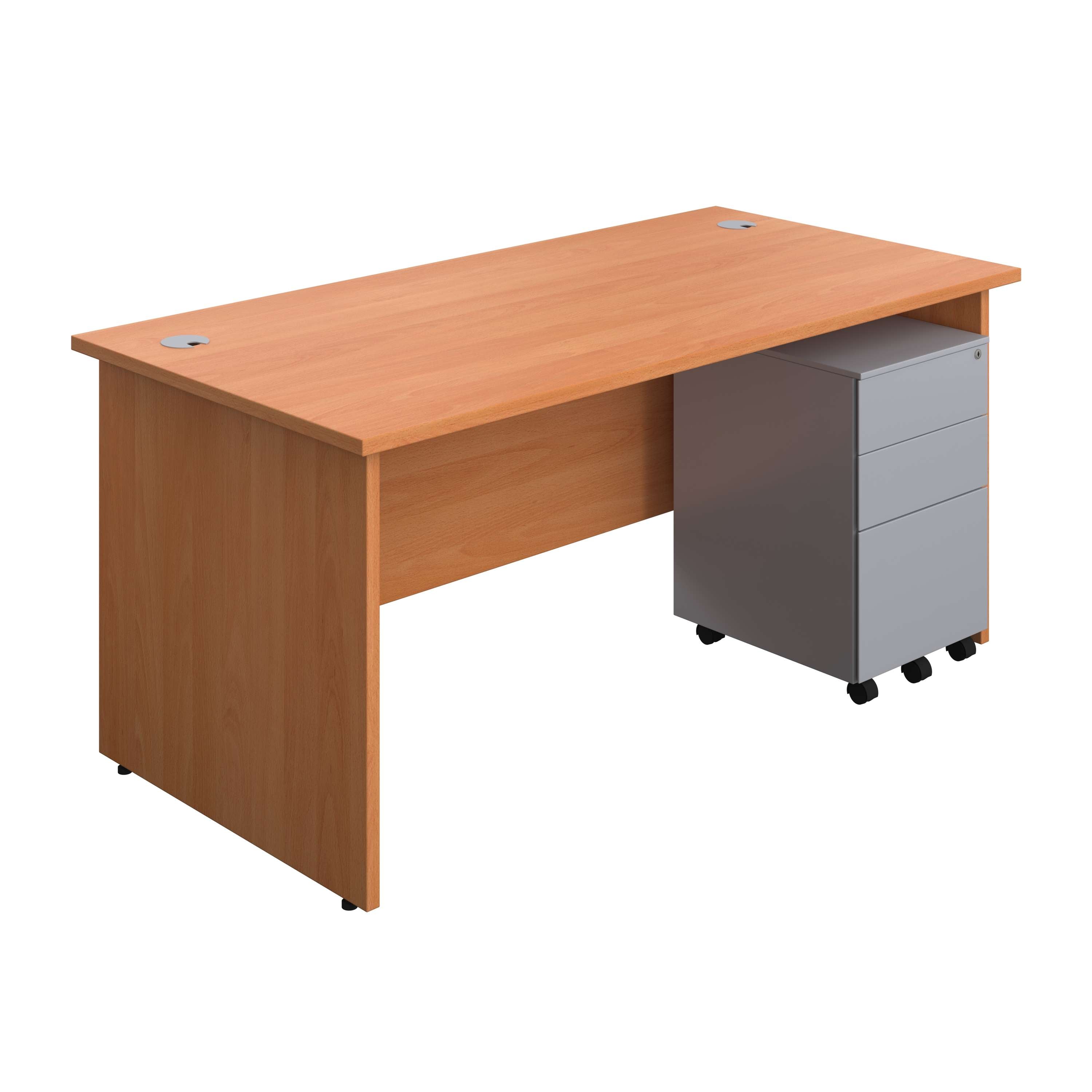 Panel Rectangular Desk + 3 Drawer Steel Pedestal Bundle (FSC) 800 1200