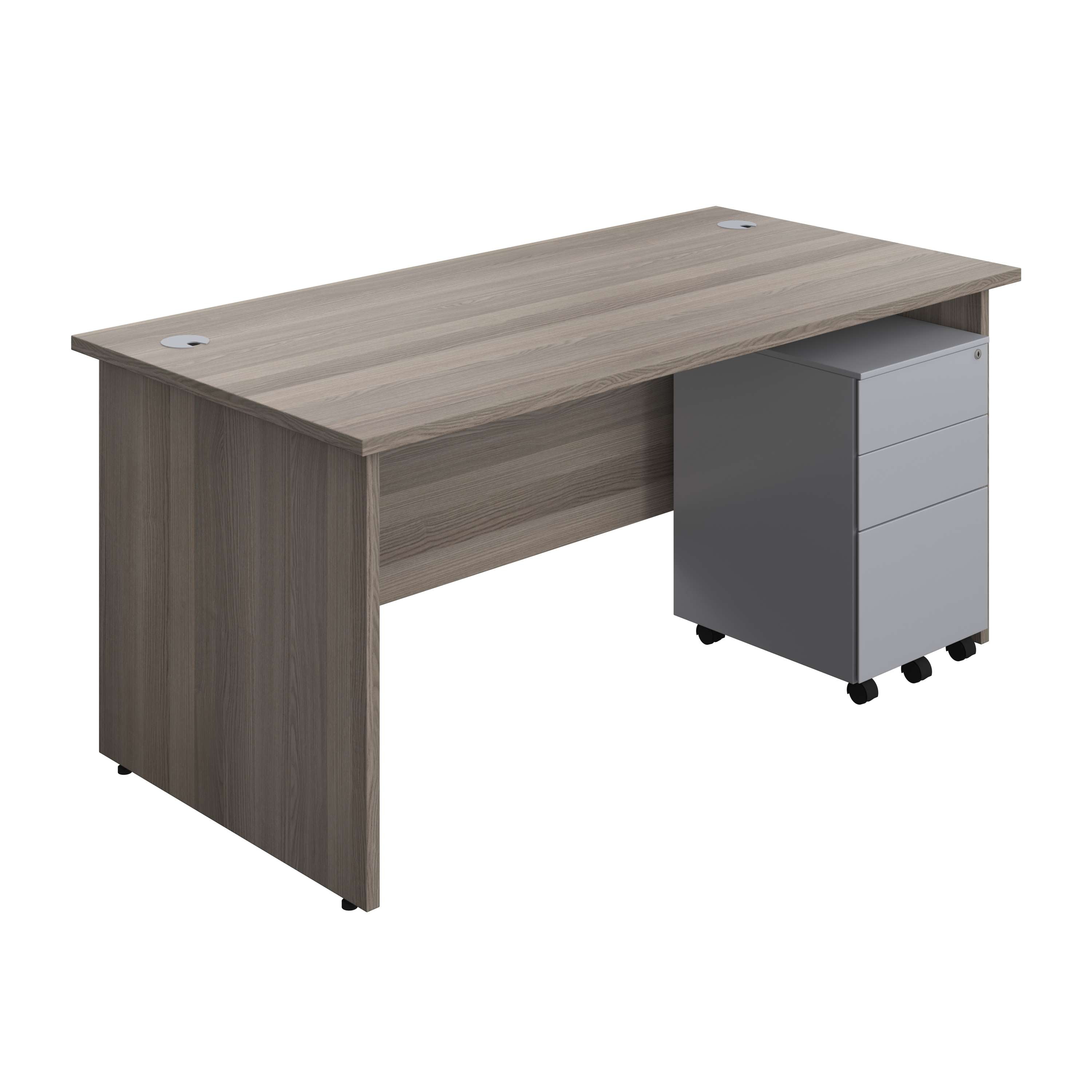 Panel Rectangular Desk + 3 Drawer Steel Pedestal Bundle (FSC) 800 1200