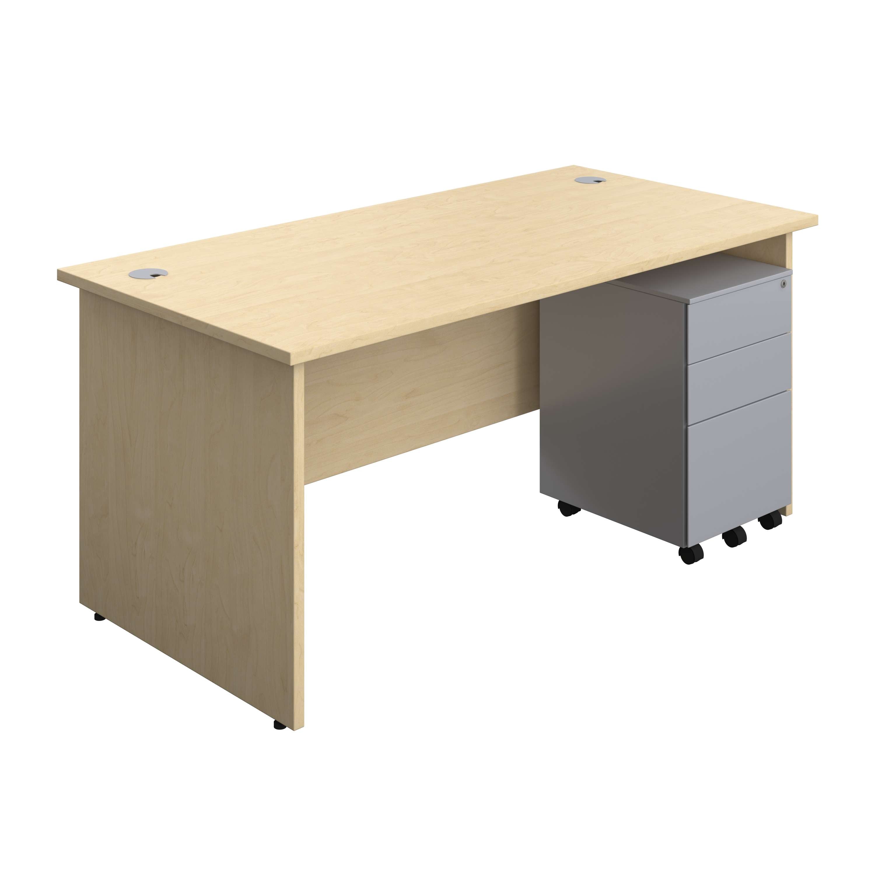 Panel Rectangular Desk + 3 Drawer Steel Pedestal Bundle (FSC) 800 1200