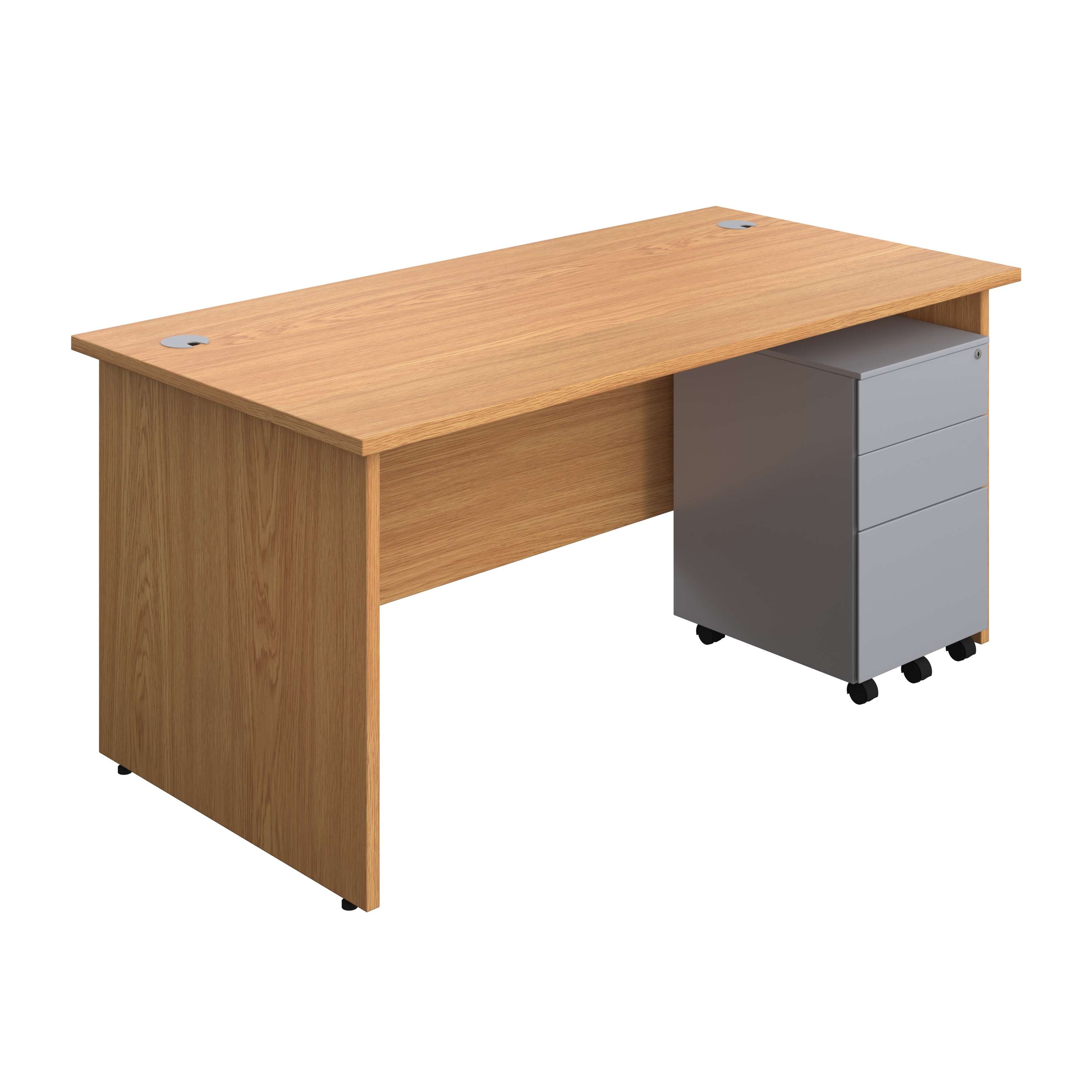 Panel Rectangular Desk + 3 Drawer Steel Pedestal Bundle (FSC) 800 1200