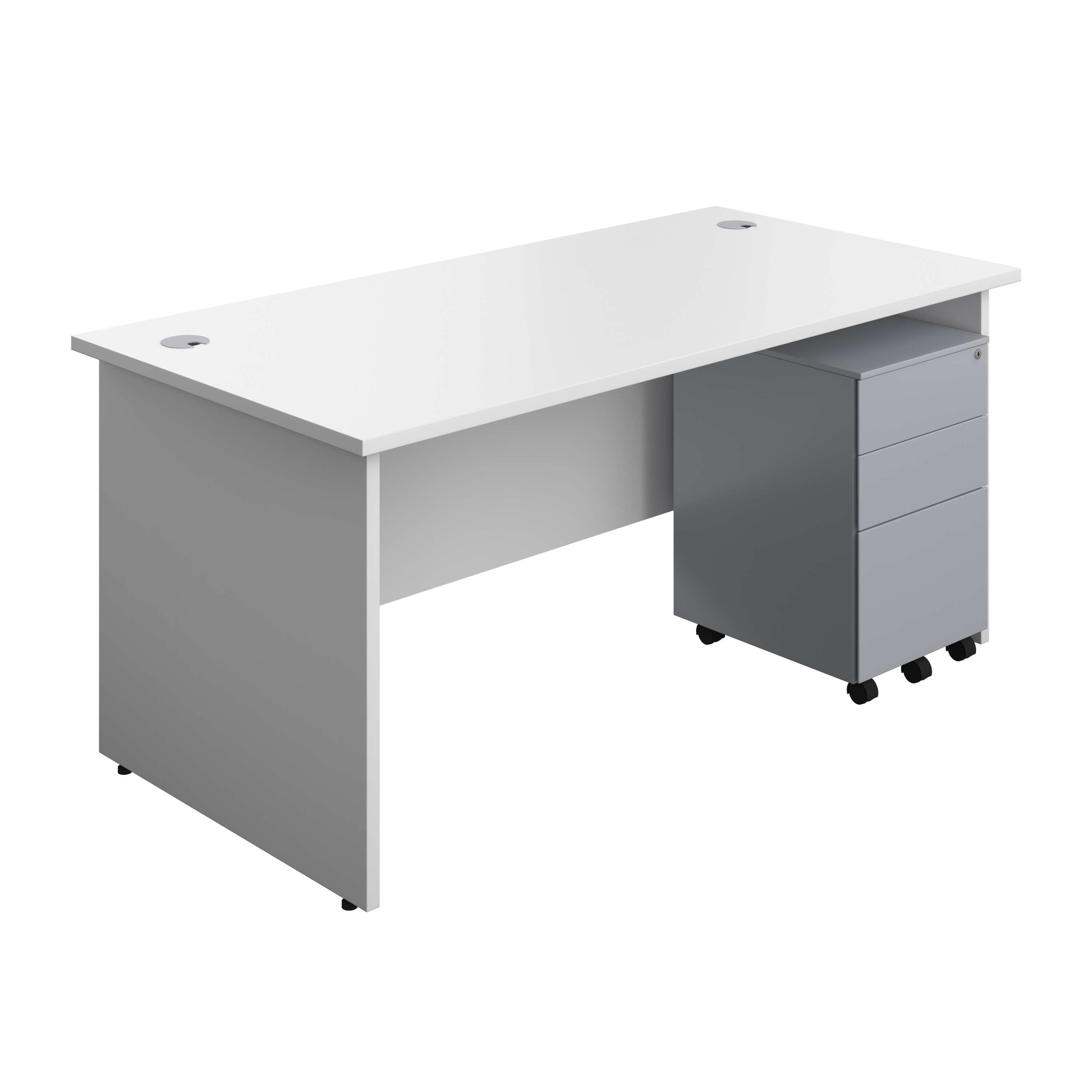 Panel Rectangular Desk + 3 Drawer Steel Pedestal Bundle (FSC) 800 1200