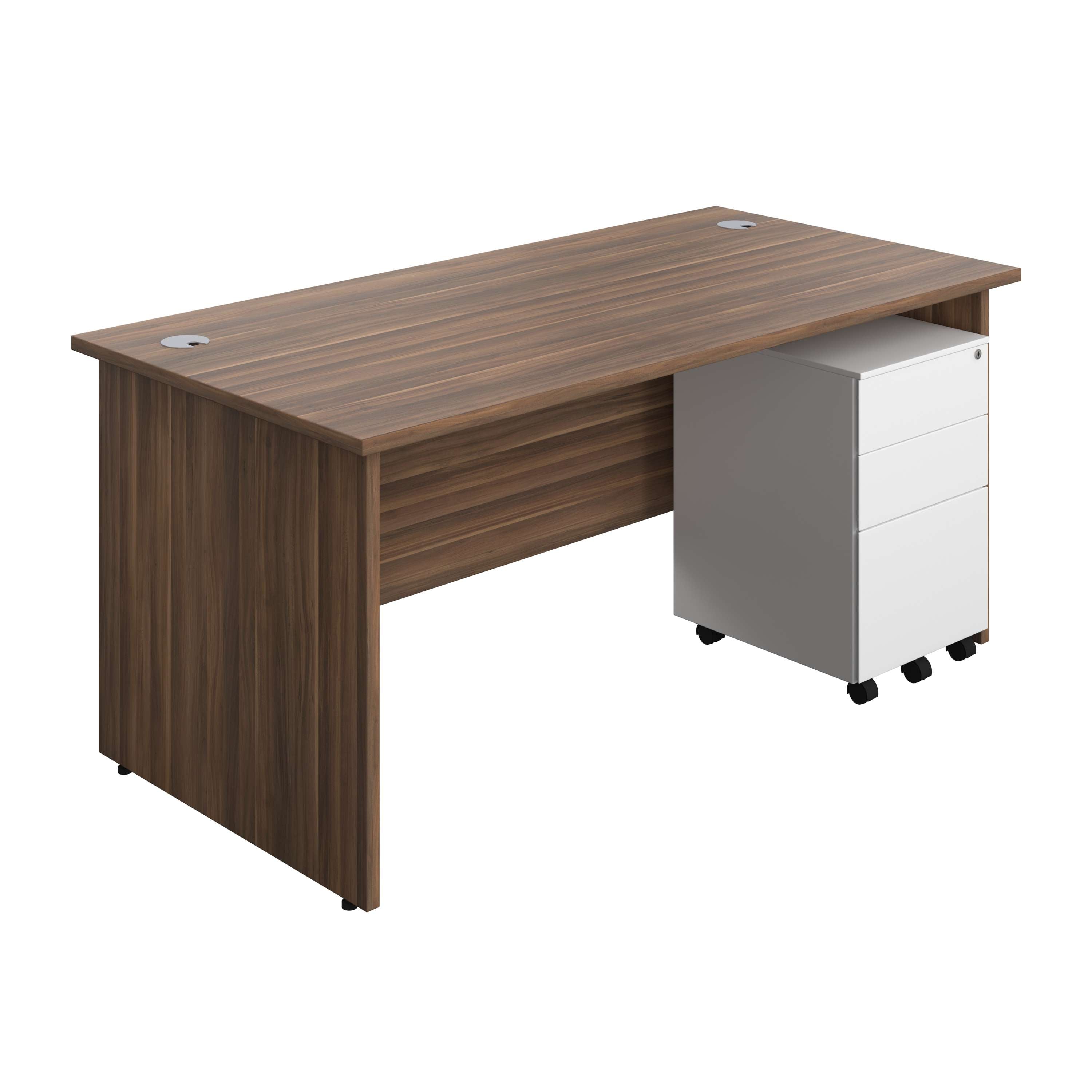 Panel Rectangular Desk + 3 Drawer Steel Pedestal Bundle (FSC) 800 1200