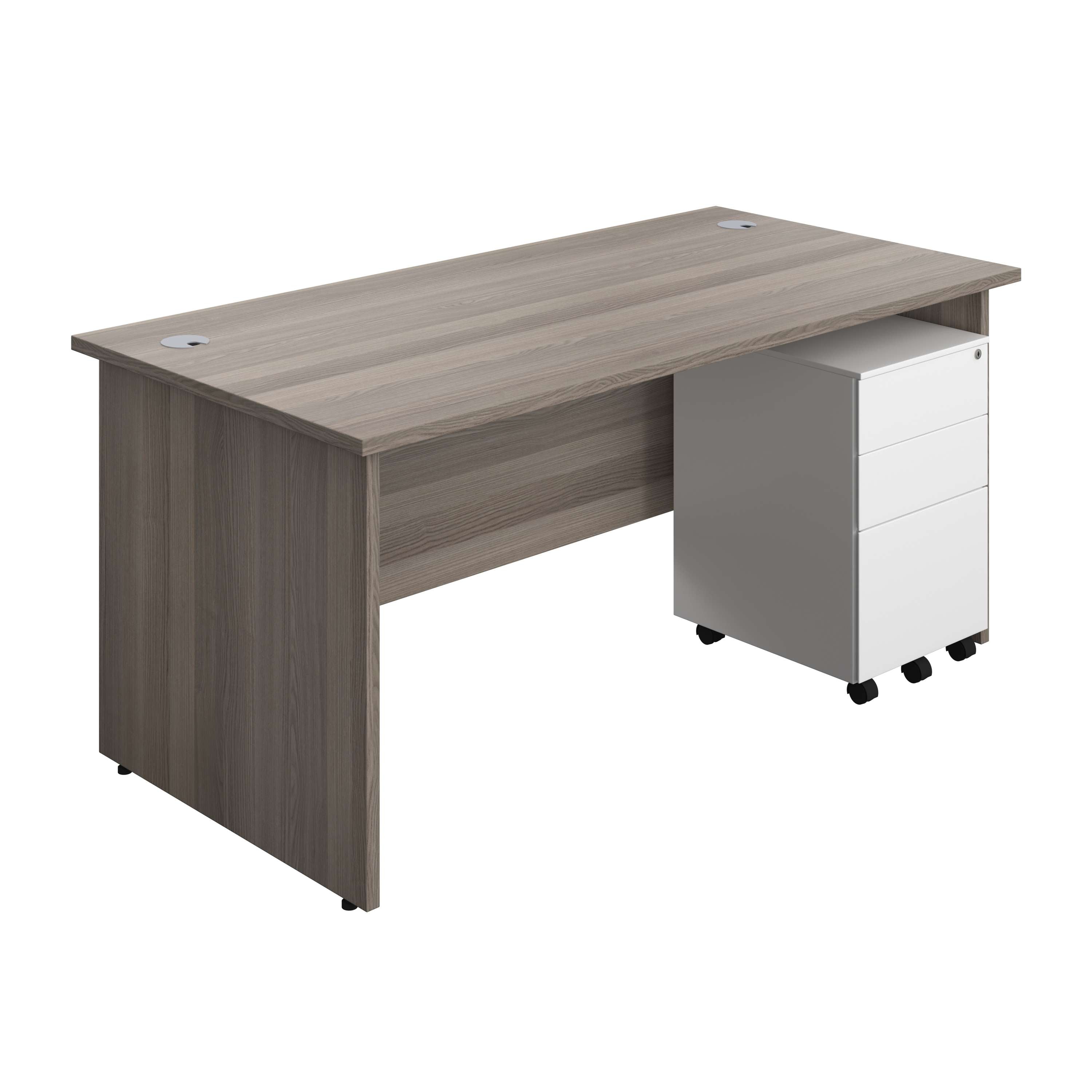 Panel Rectangular Desk + 3 Drawer Steel Pedestal Bundle (FSC) 800 1200