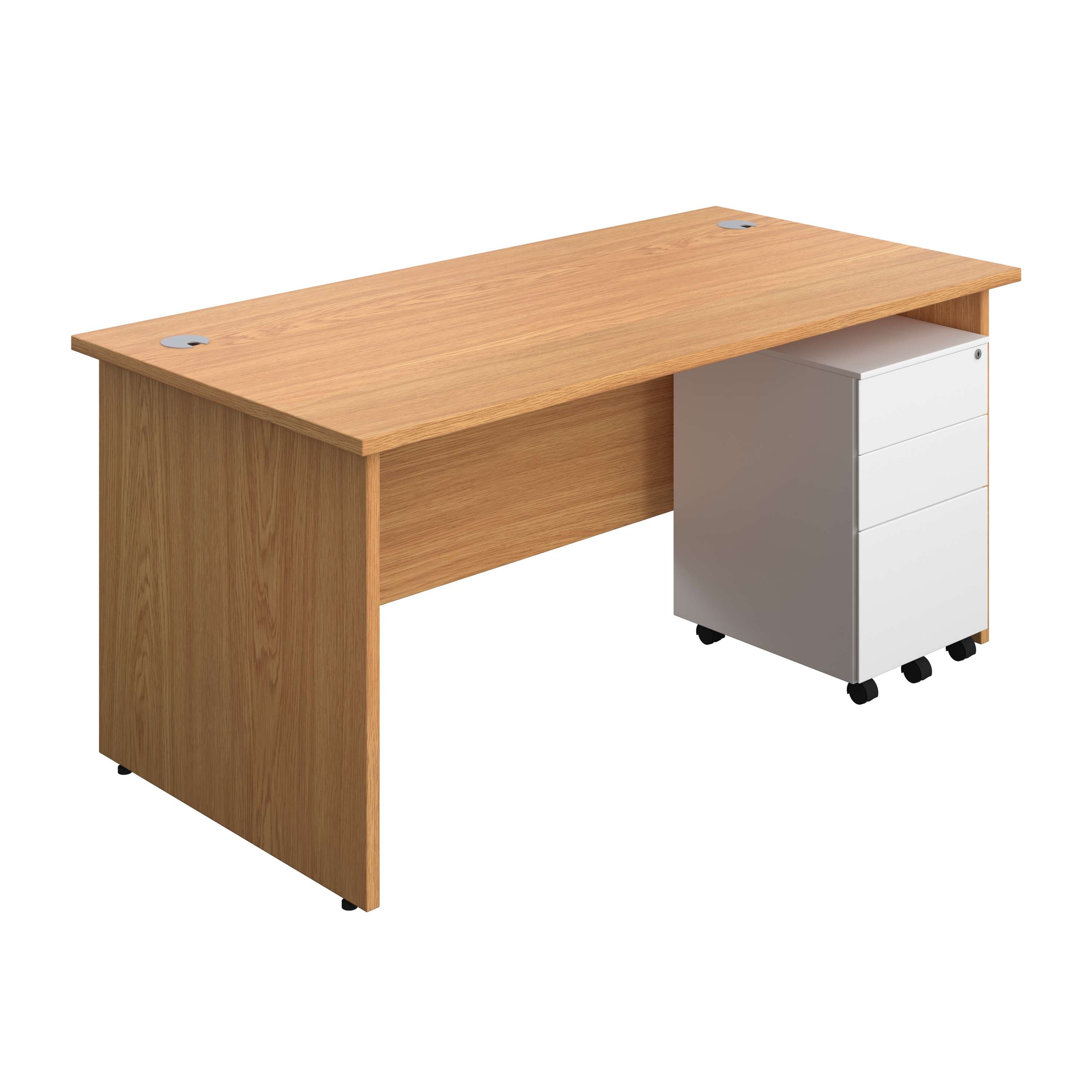 Panel Rectangular Desk + 3 Drawer Steel Pedestal Bundle (FSC) 800 1200