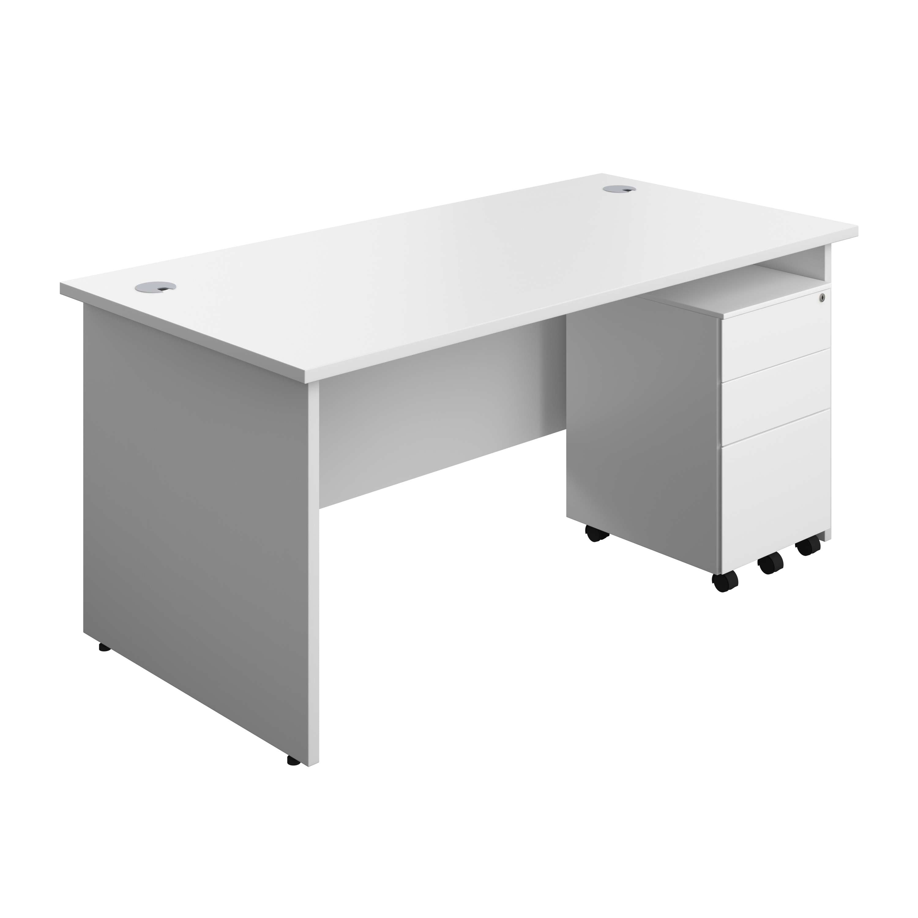 Panel Rectangular Desk + 3 Drawer Steel Pedestal Bundle (FSC) 800 1200