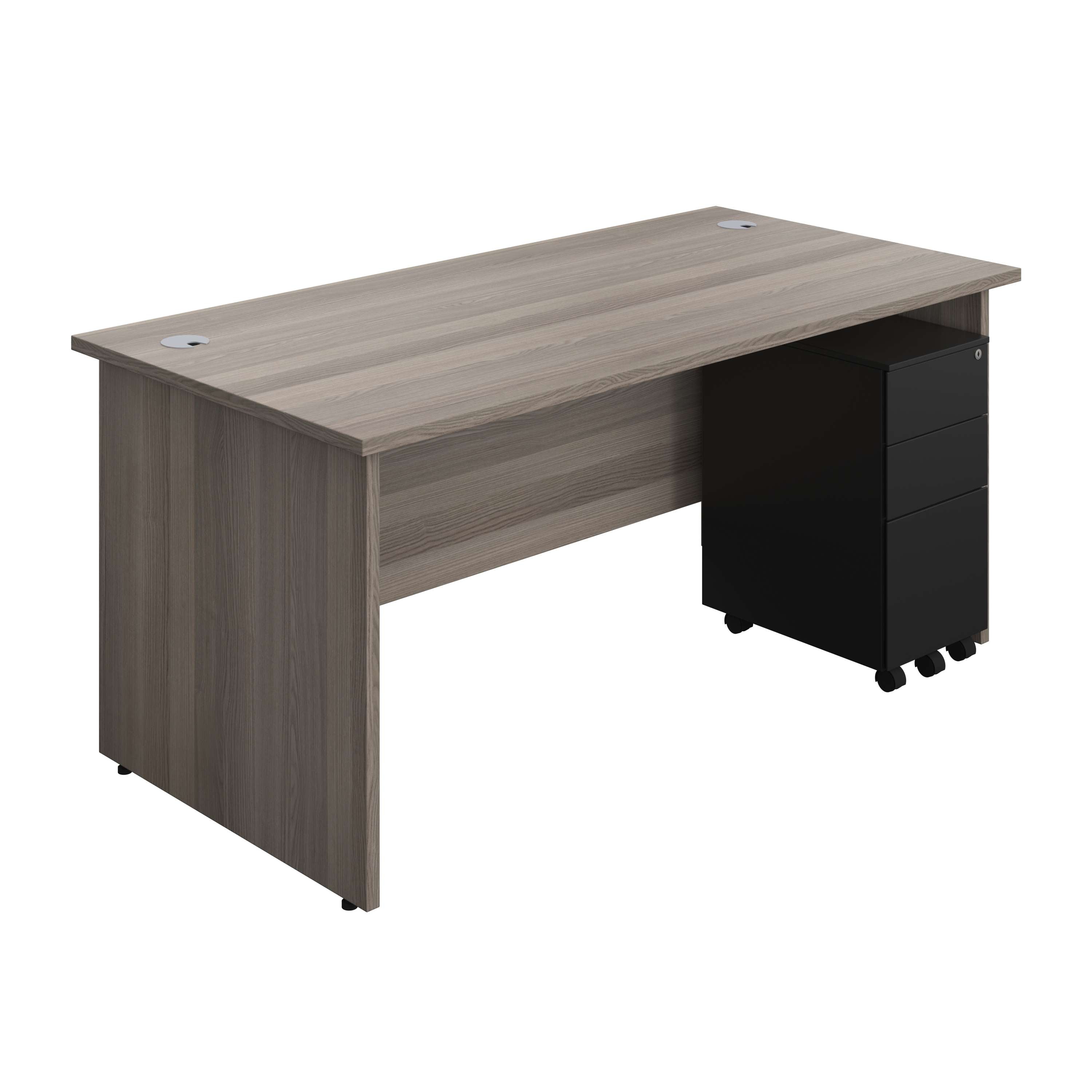 Panel Rectangular Desk + 3 Drawer Slimline Steel Pedestal Bundle (FSC) 800