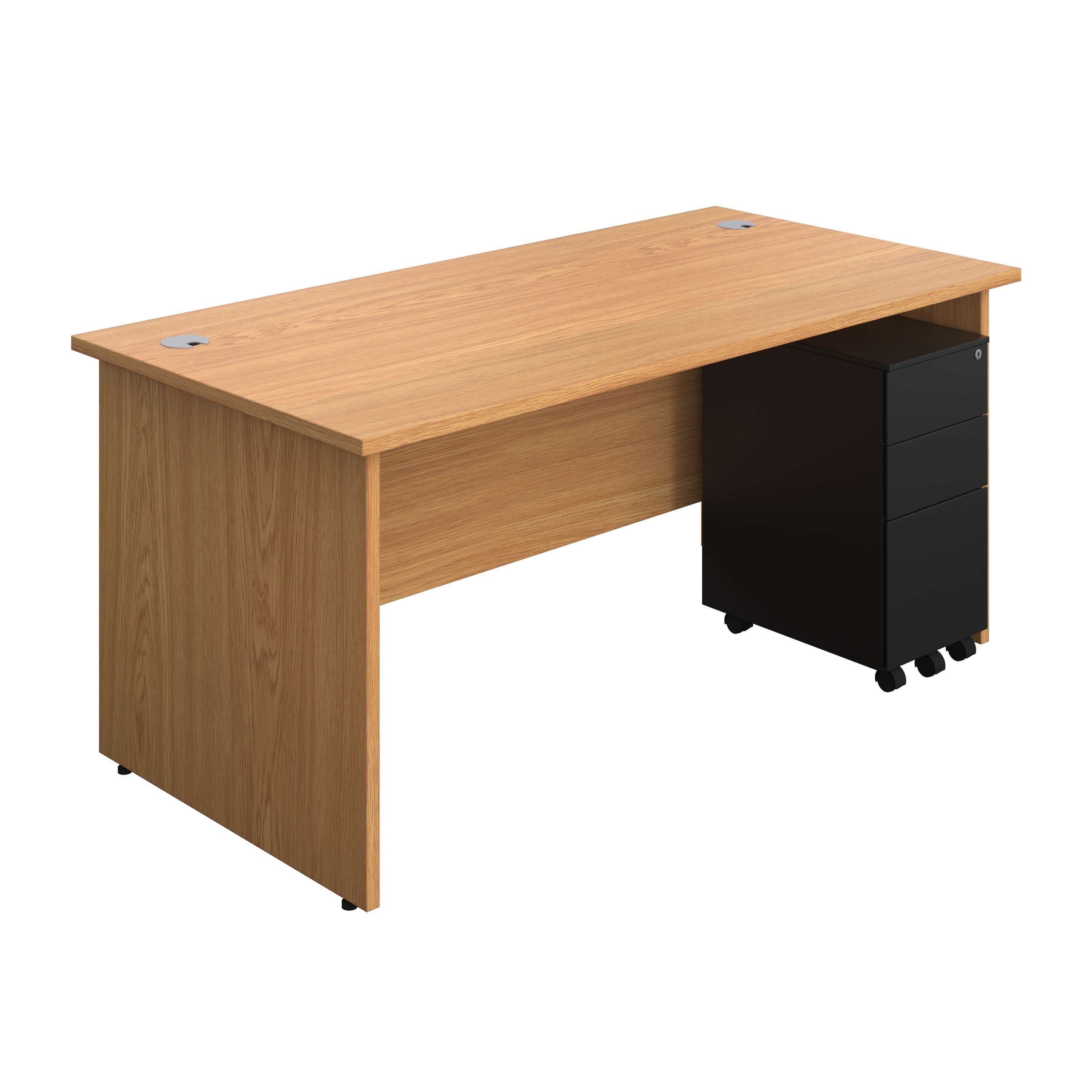 Panel Rectangular Desk + 3 Drawer Slimline Steel Pedestal Bundle (FSC) 800
