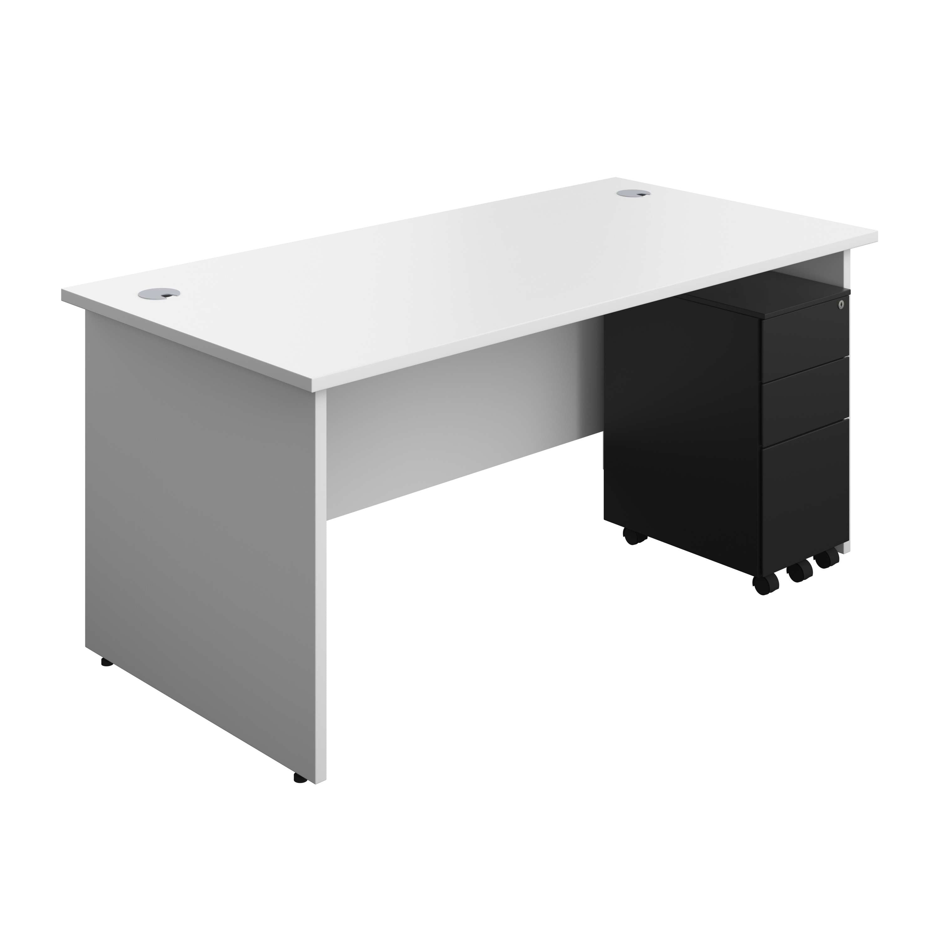 Panel Rectangular Desk + 3 Drawer Slimline Steel Pedestal Bundle (FSC) 800