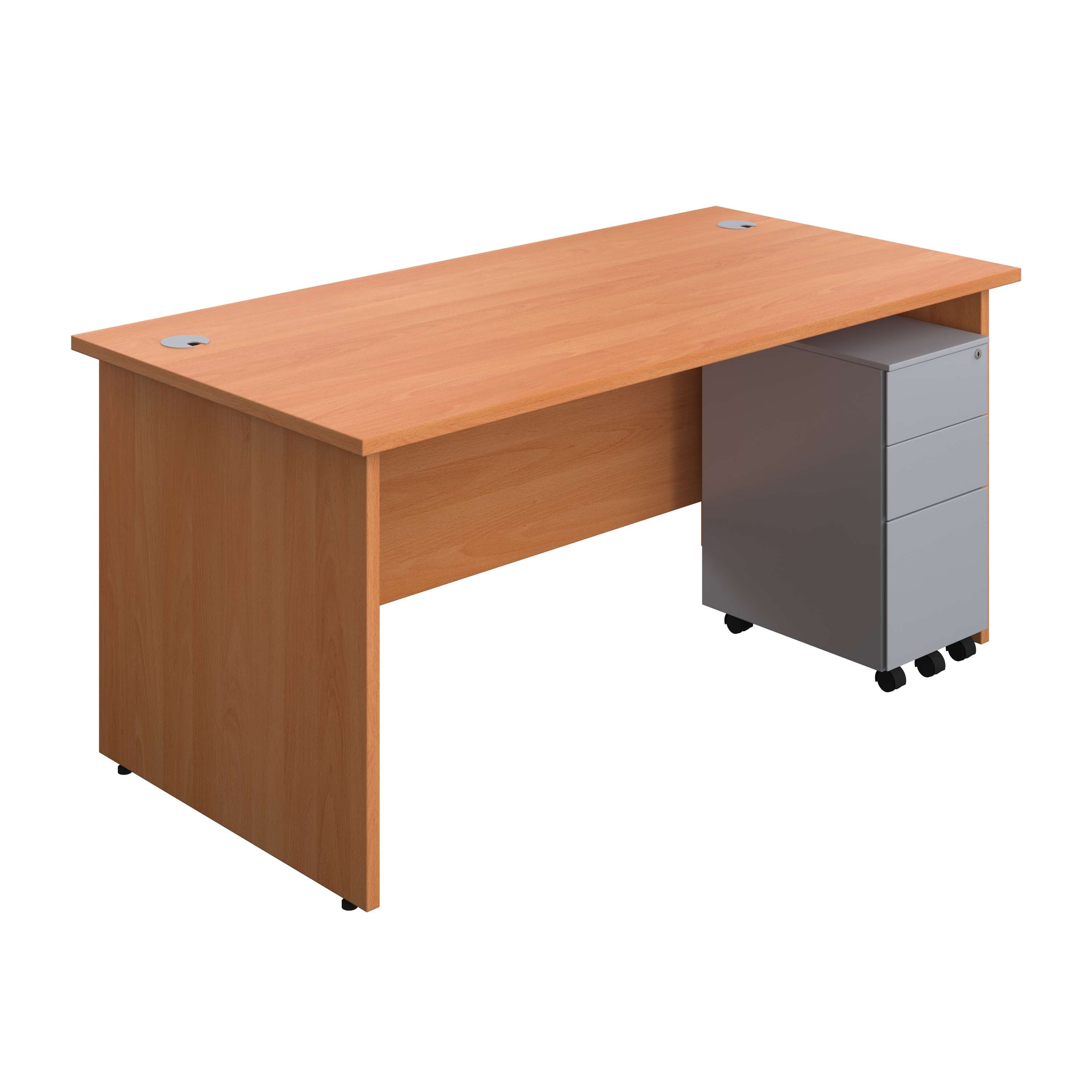 Panel Rectangular Desk + 3 Drawer Slimline Steel Pedestal Bundle (FSC) 800