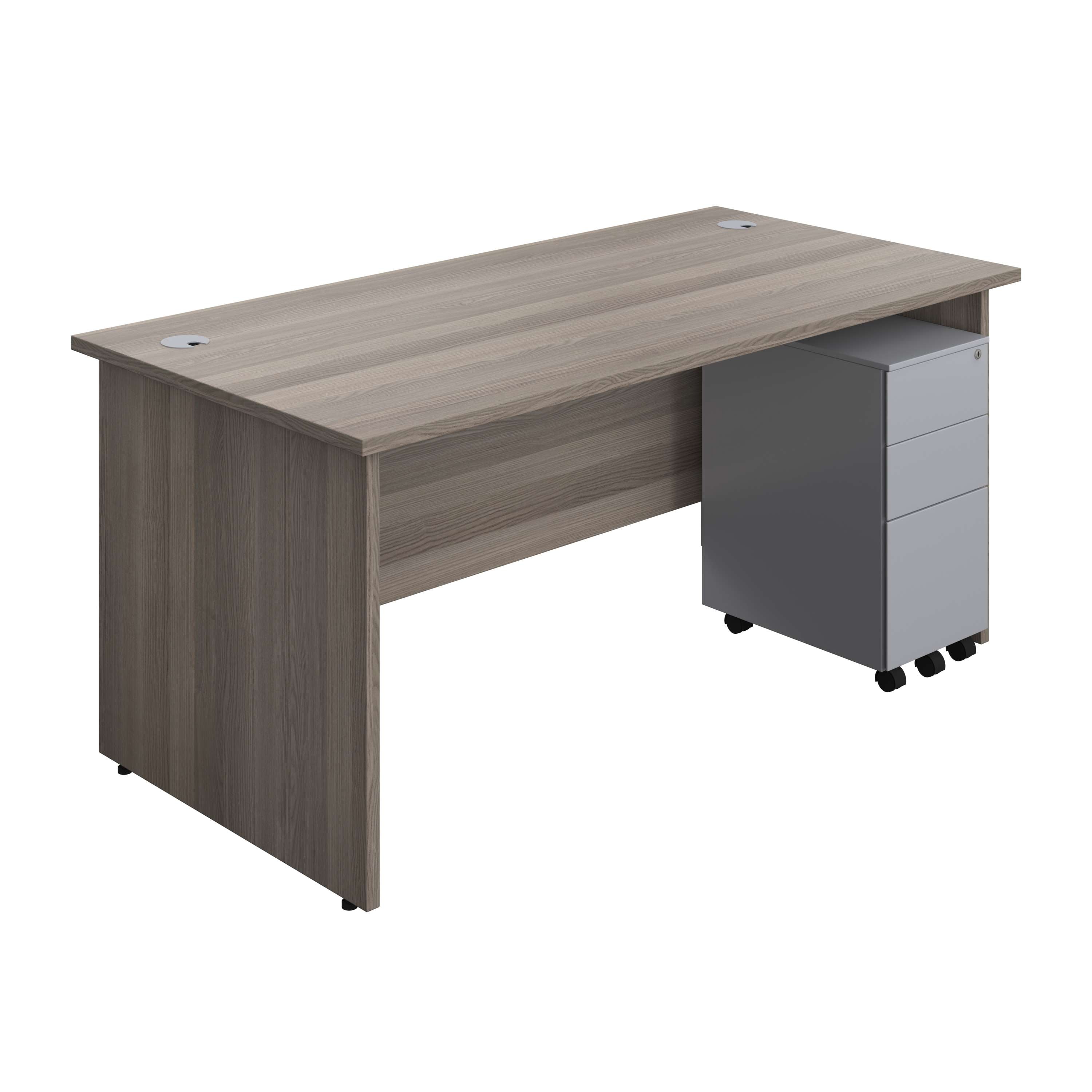 Panel Rectangular Desk + 3 Drawer Slimline Steel Pedestal Bundle (FSC) 800