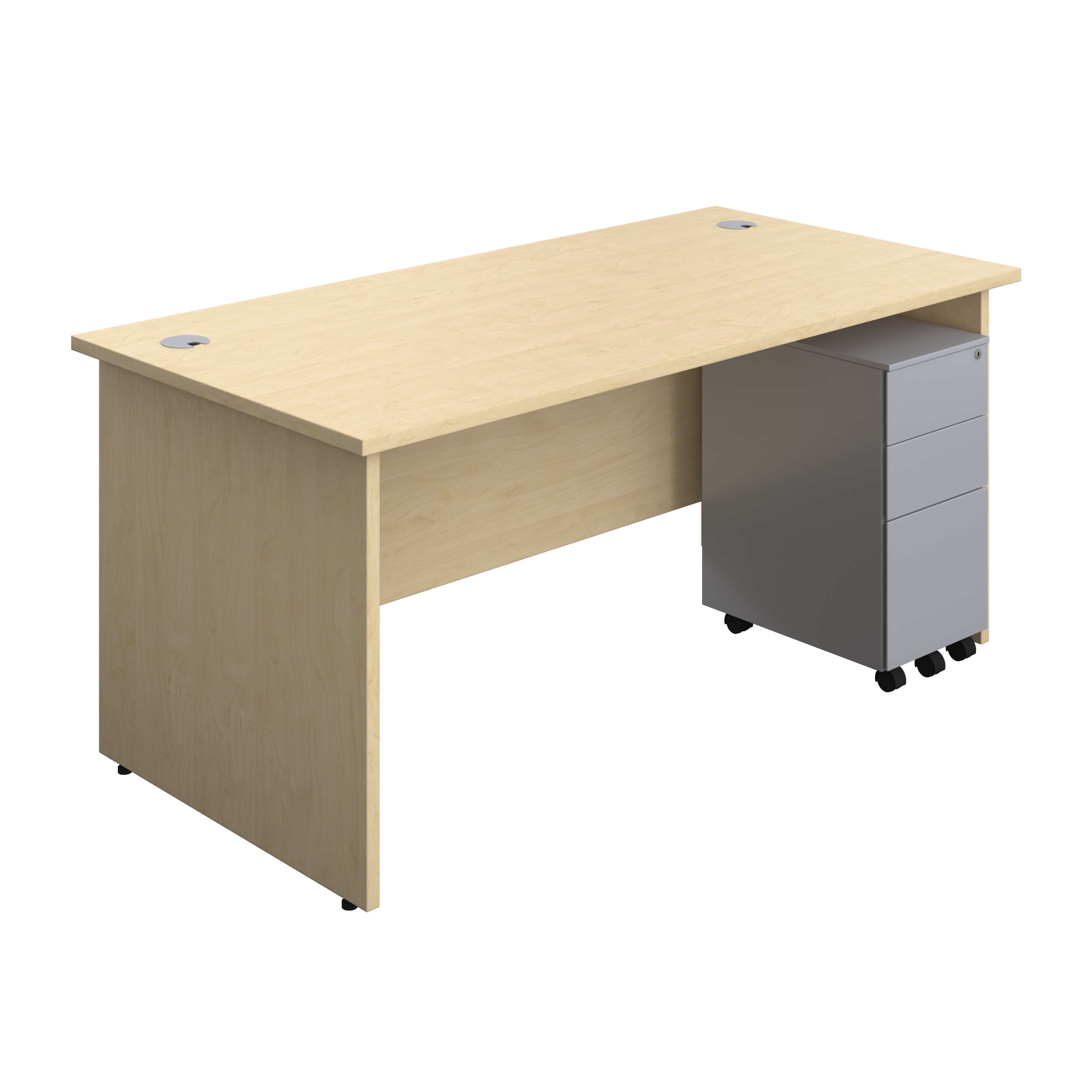 Panel Rectangular Desk + 3 Drawer Slimline Steel Pedestal Bundle (FSC) 800