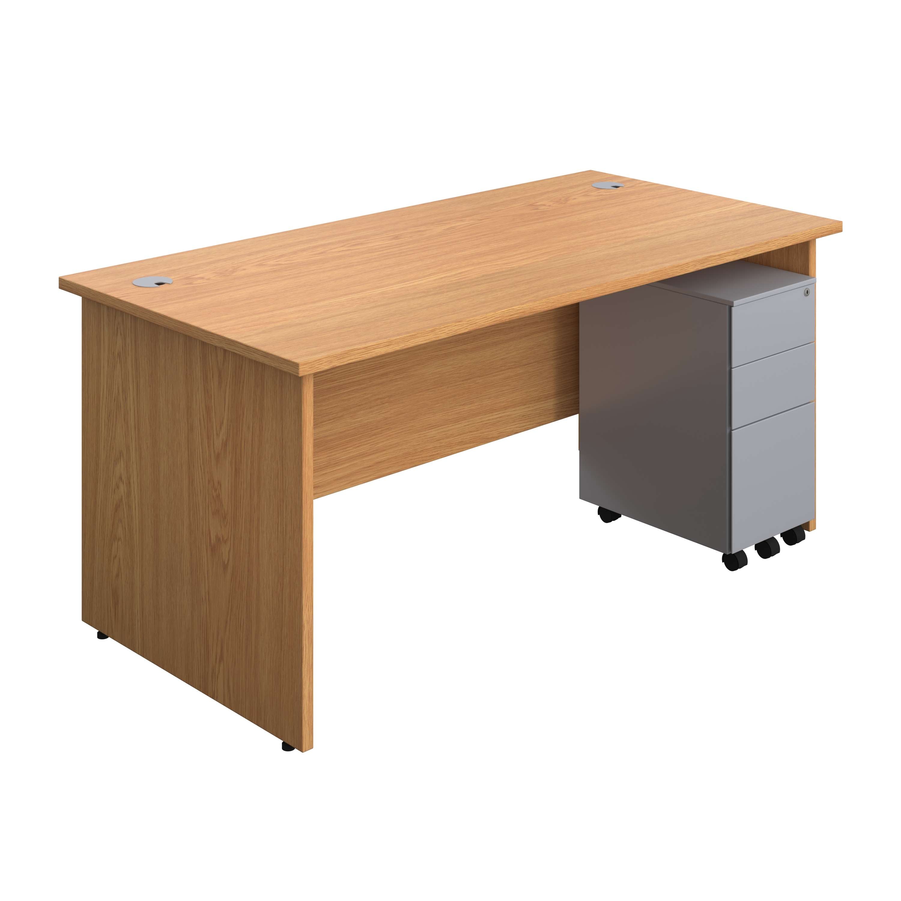 Panel Rectangular Desk + 3 Drawer Slimline Steel Pedestal Bundle (FSC) 800