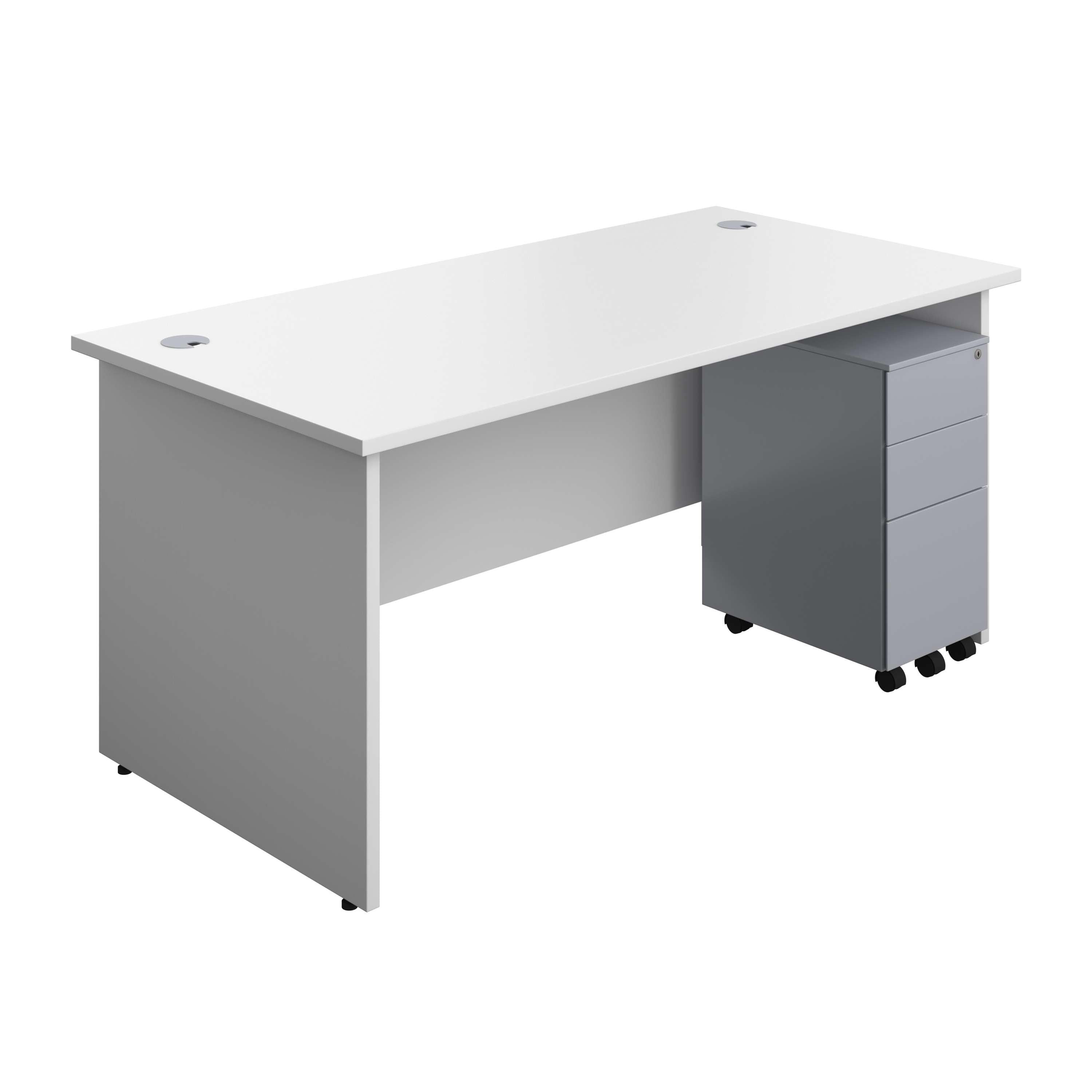 Panel Rectangular Desk + 3 Drawer Slimline Steel Pedestal Bundle (FSC) 800