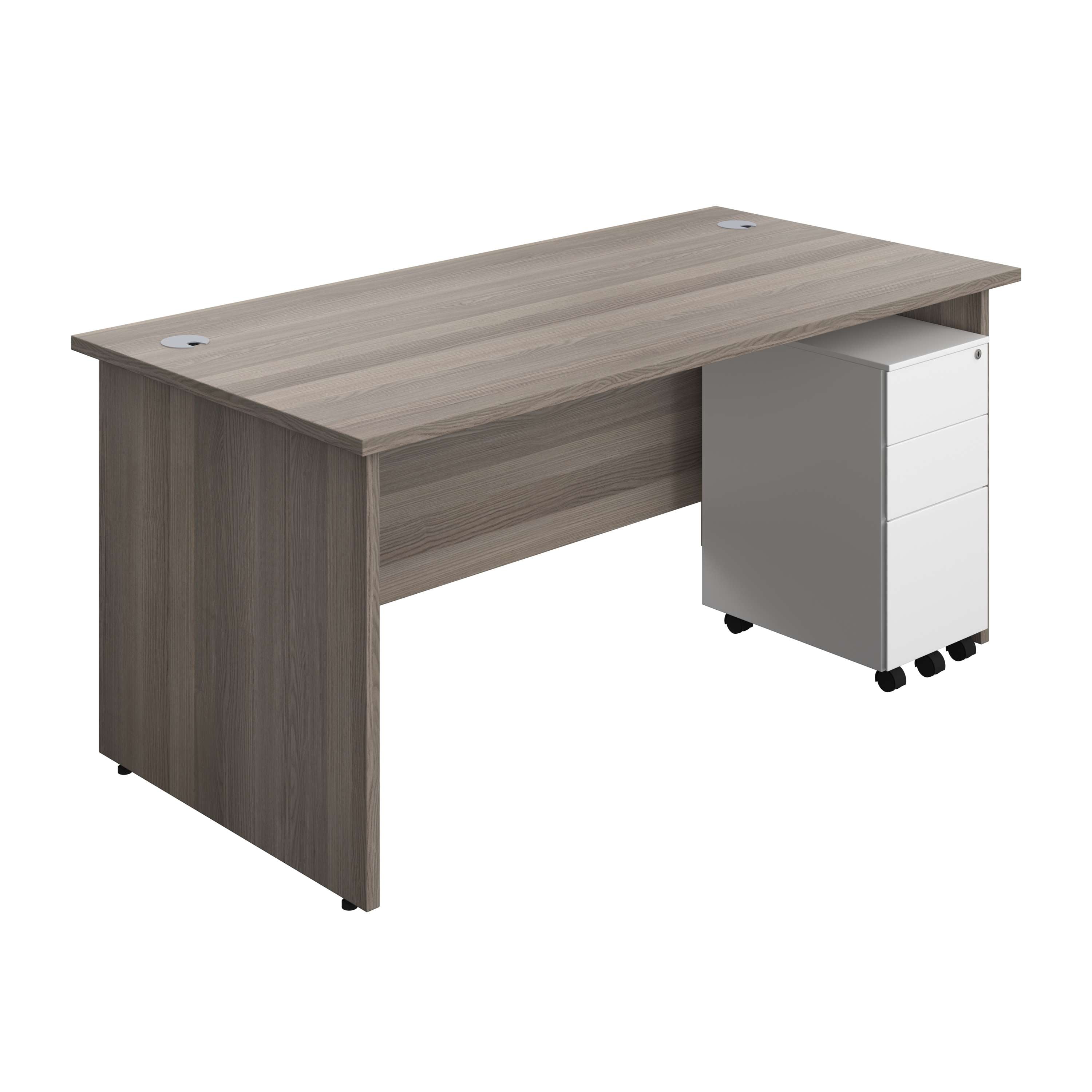 Panel Rectangular Desk + 3 Drawer Slimline Steel Pedestal Bundle (FSC) 800