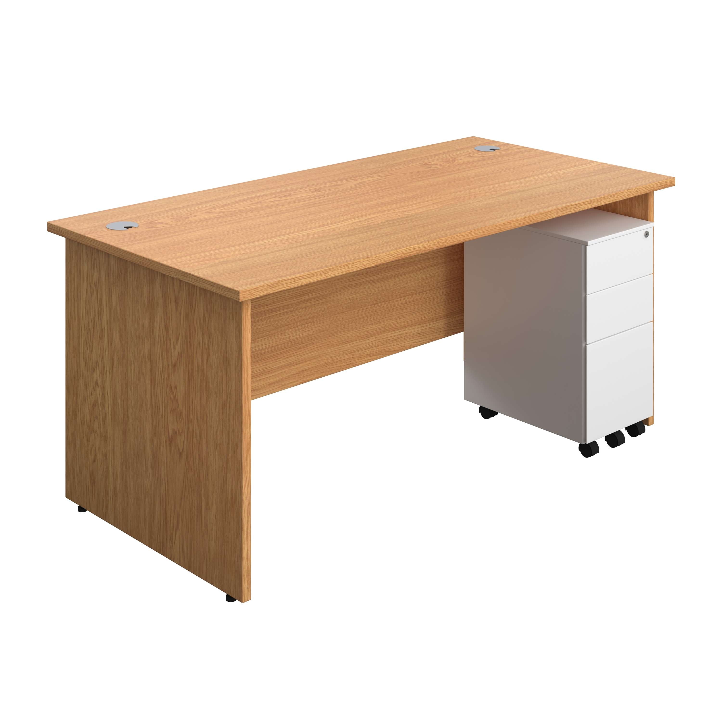 Panel Rectangular Desk + 3 Drawer Slimline Steel Pedestal Bundle (FSC) 800