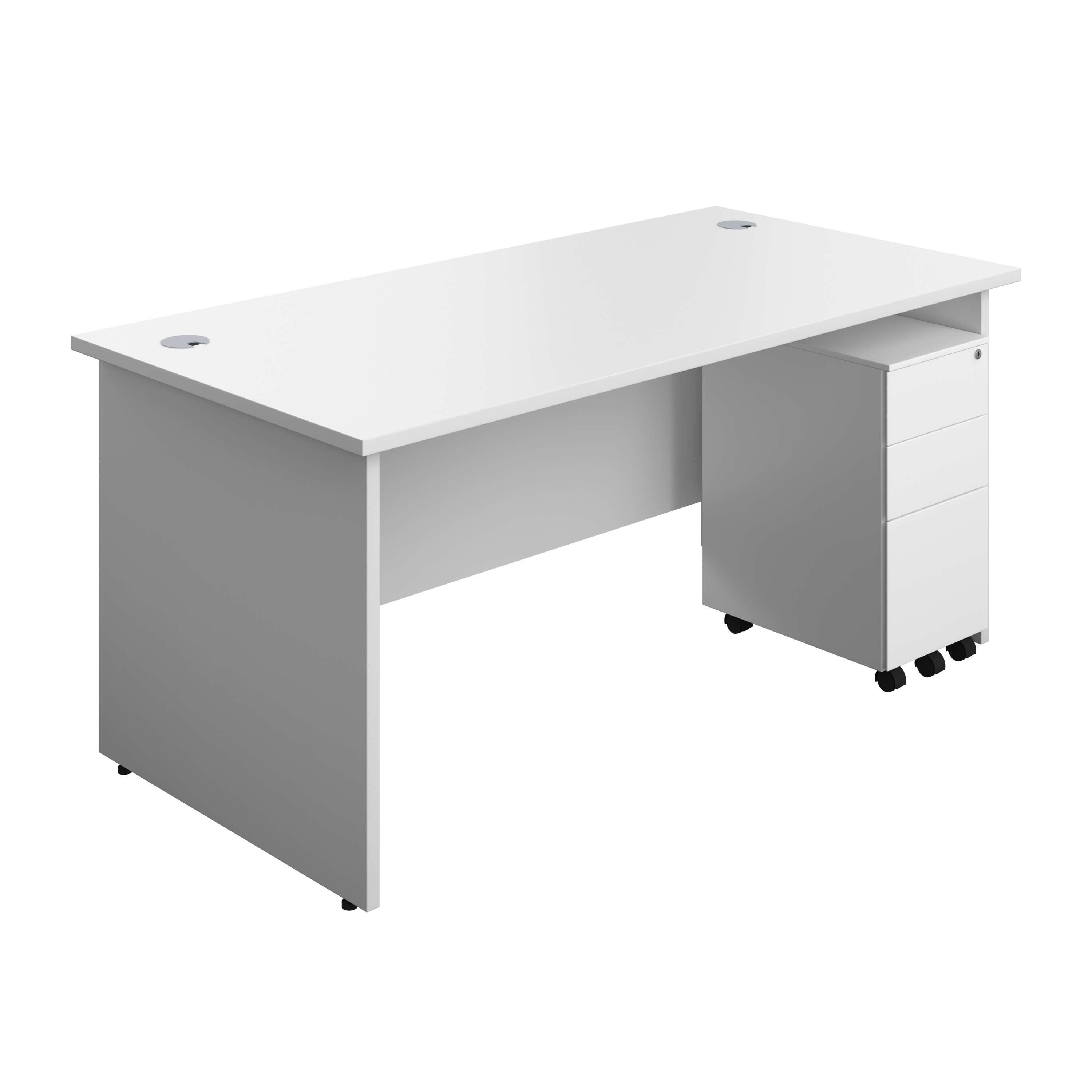 Panel Rectangular Desk + 3 Drawer Slimline Steel Pedestal Bundle (FSC) 800