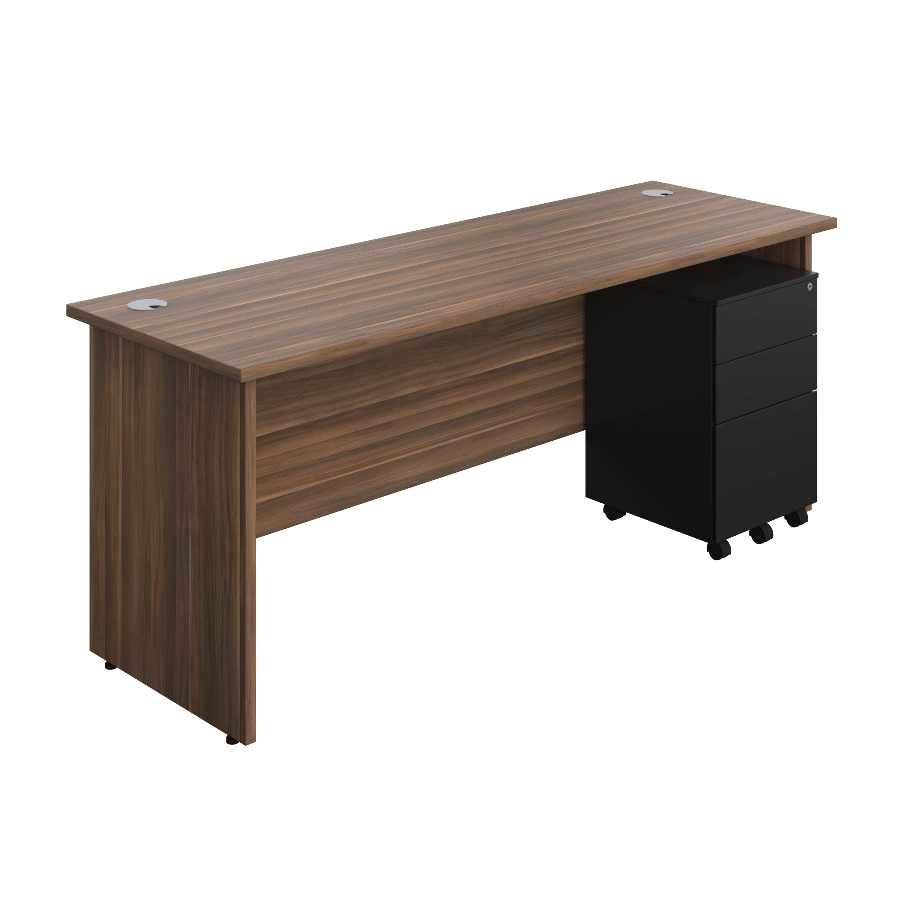 Panel Rectangular Desk + 3 Drawer Steel Pedestal Bundle (FSC) 600