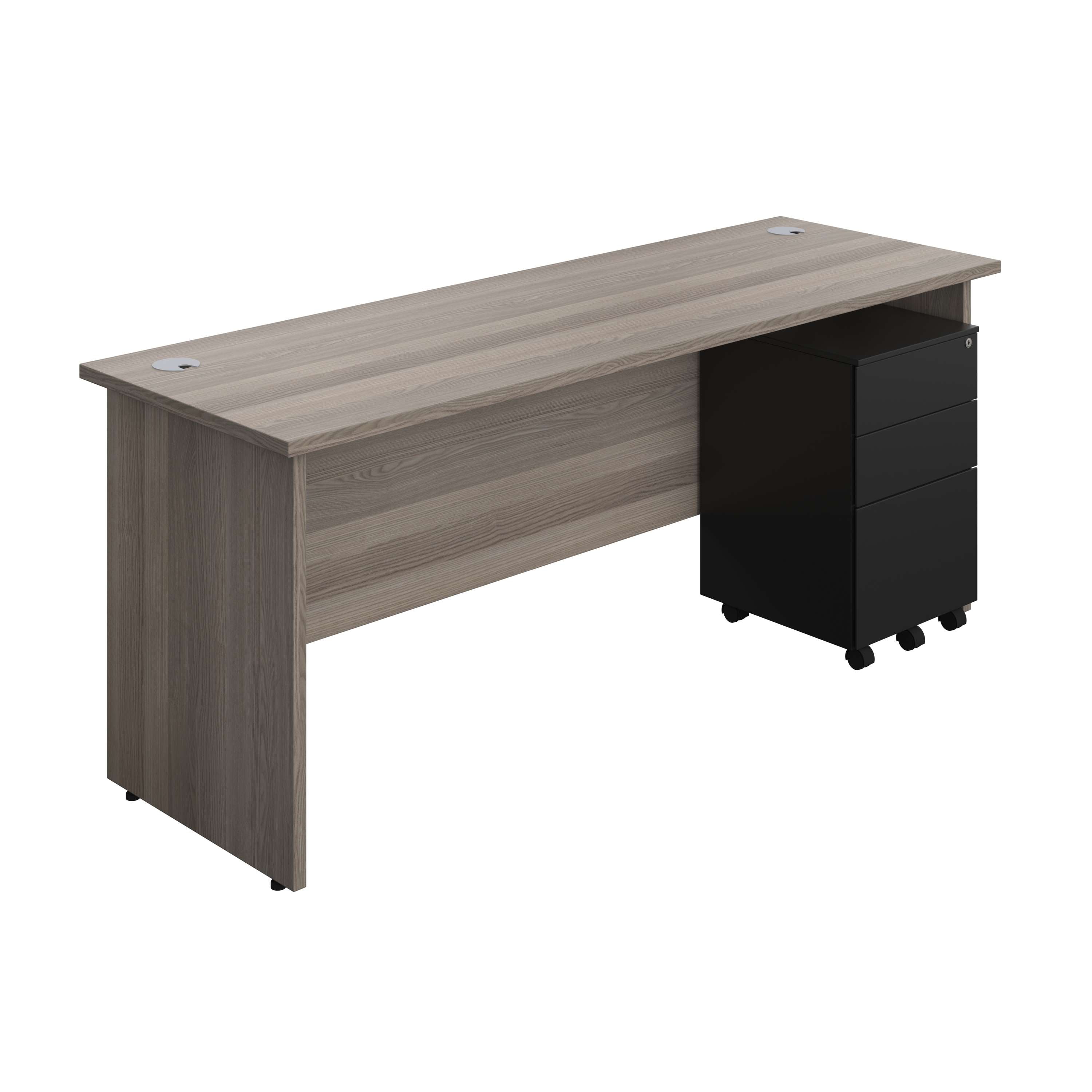Panel Rectangular Desk + 3 Drawer Steel Pedestal Bundle (FSC) 600