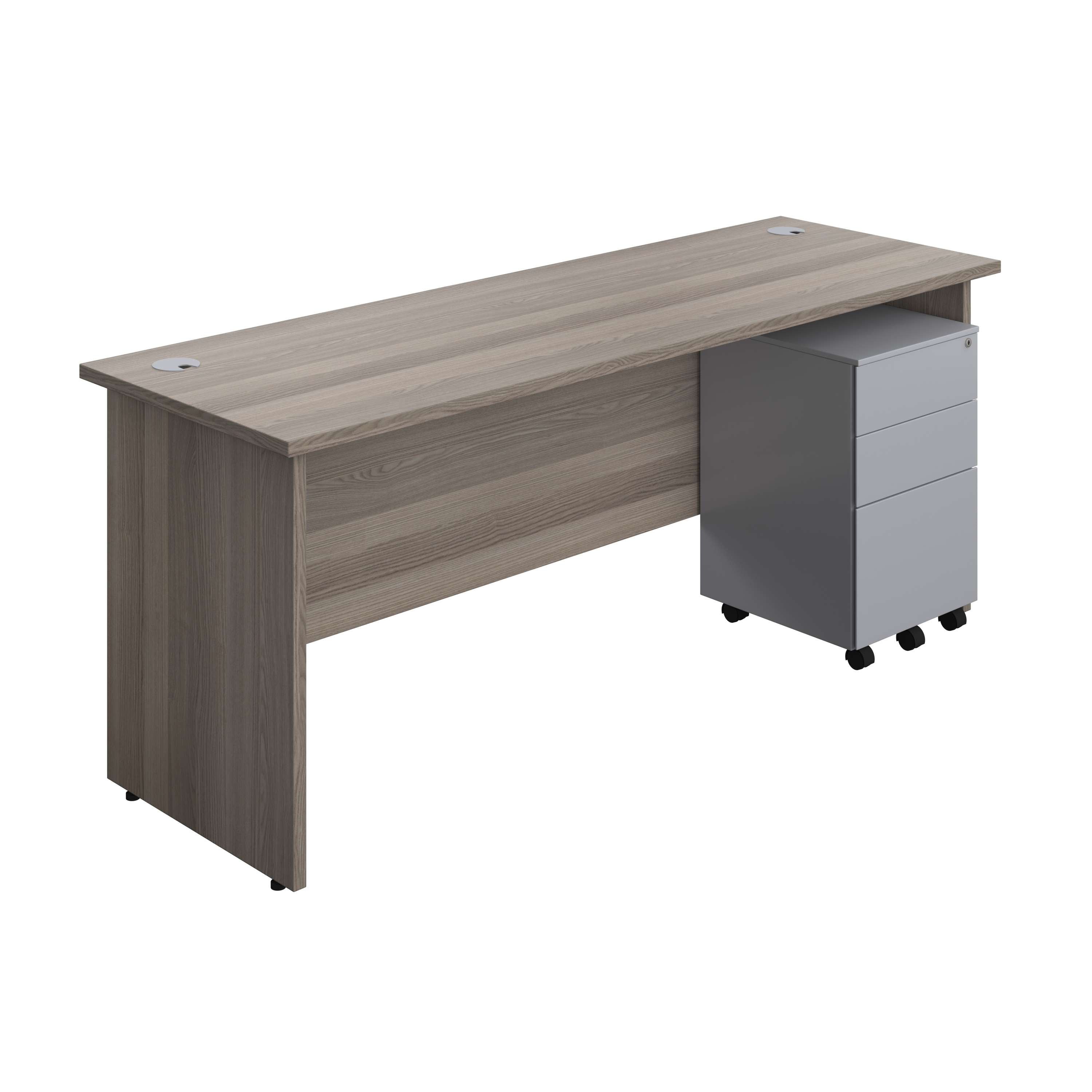Panel Rectangular Desk + 3 Drawer Steel Pedestal Bundle (FSC) 600