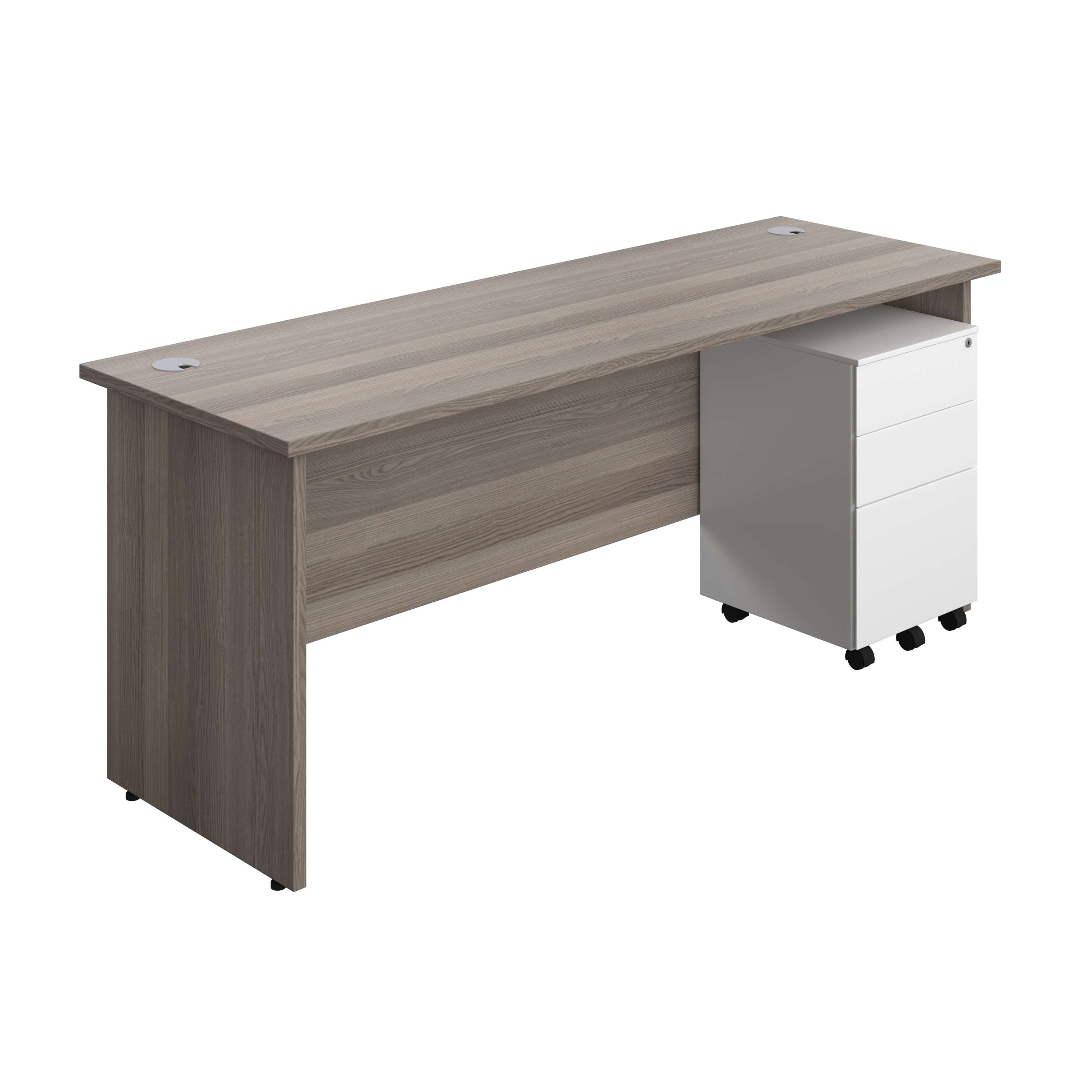 Panel Rectangular Desk + 3 Drawer Steel Pedestal Bundle (FSC) 600