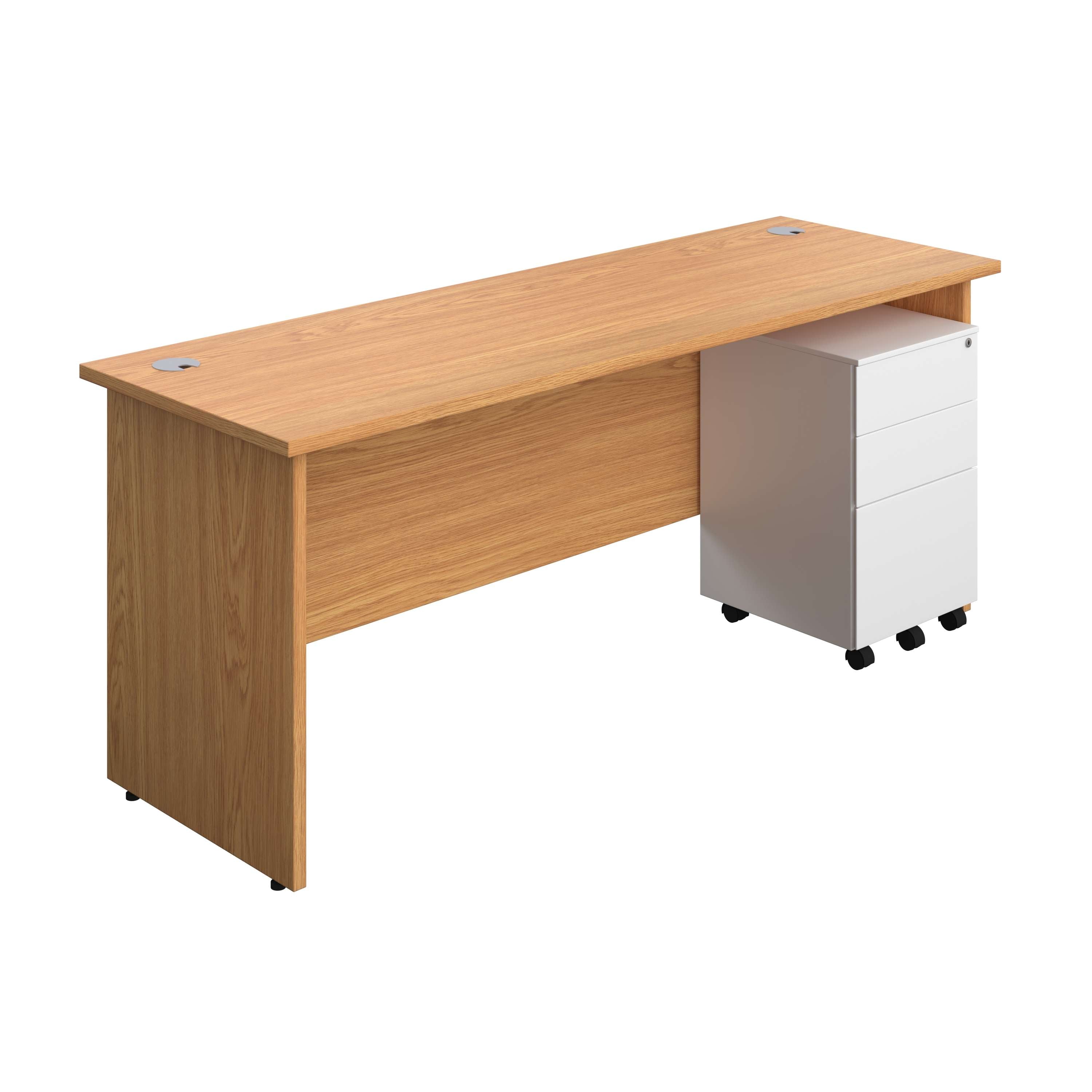 Panel Rectangular Desk + 3 Drawer Steel Pedestal Bundle (FSC) 600