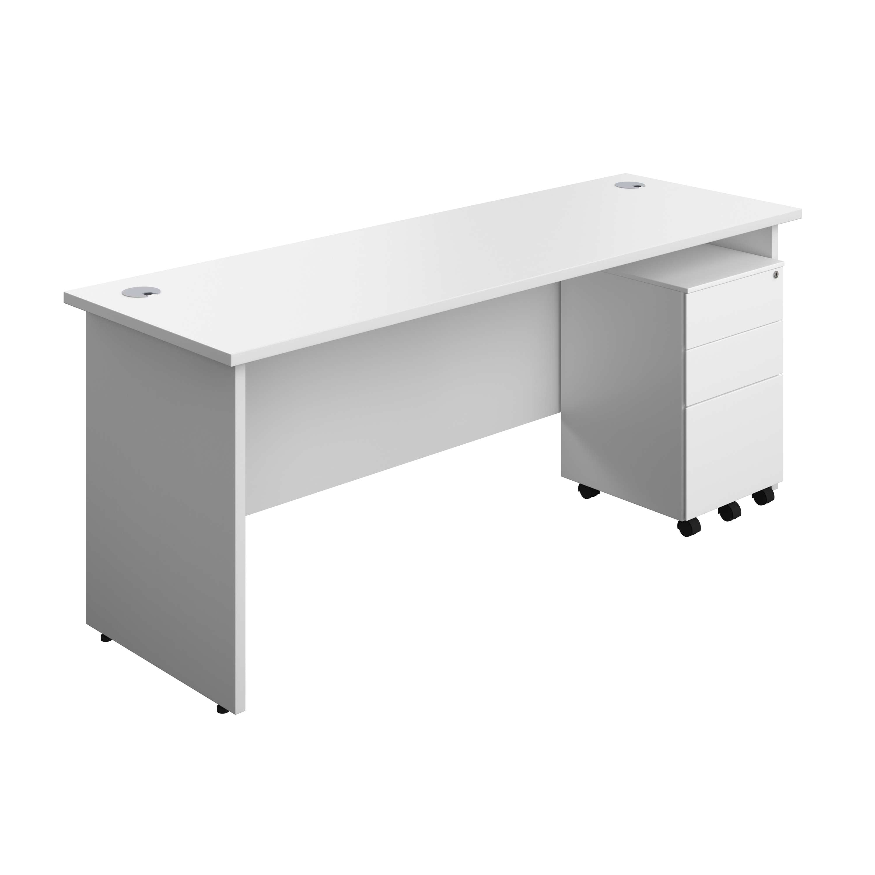 Panel Rectangular Desk + 3 Drawer Steel Pedestal Bundle (FSC) 600